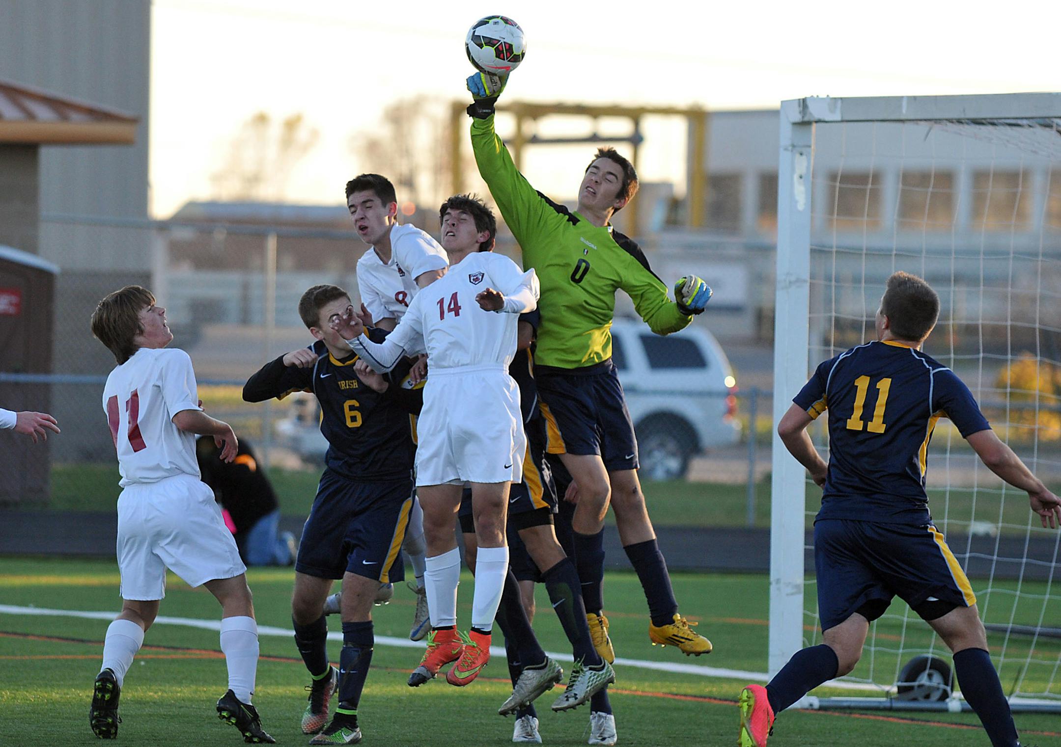 Michael Urban, Rosemount soccer goalie. Photo by Rick Orndorf