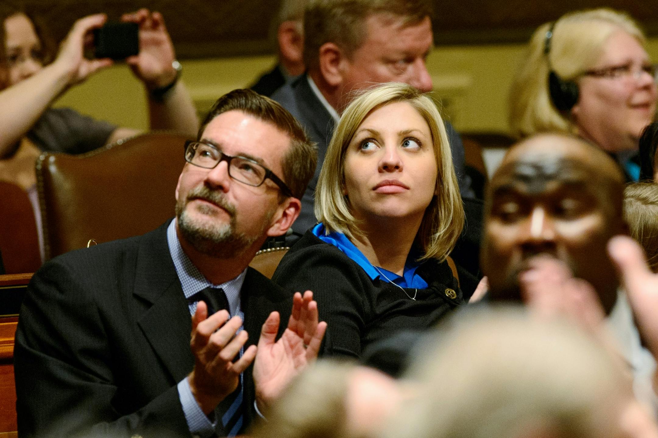 Sen. Scott Dibble sat next to Rep. Carly Melin at the State of the State address on April 30.