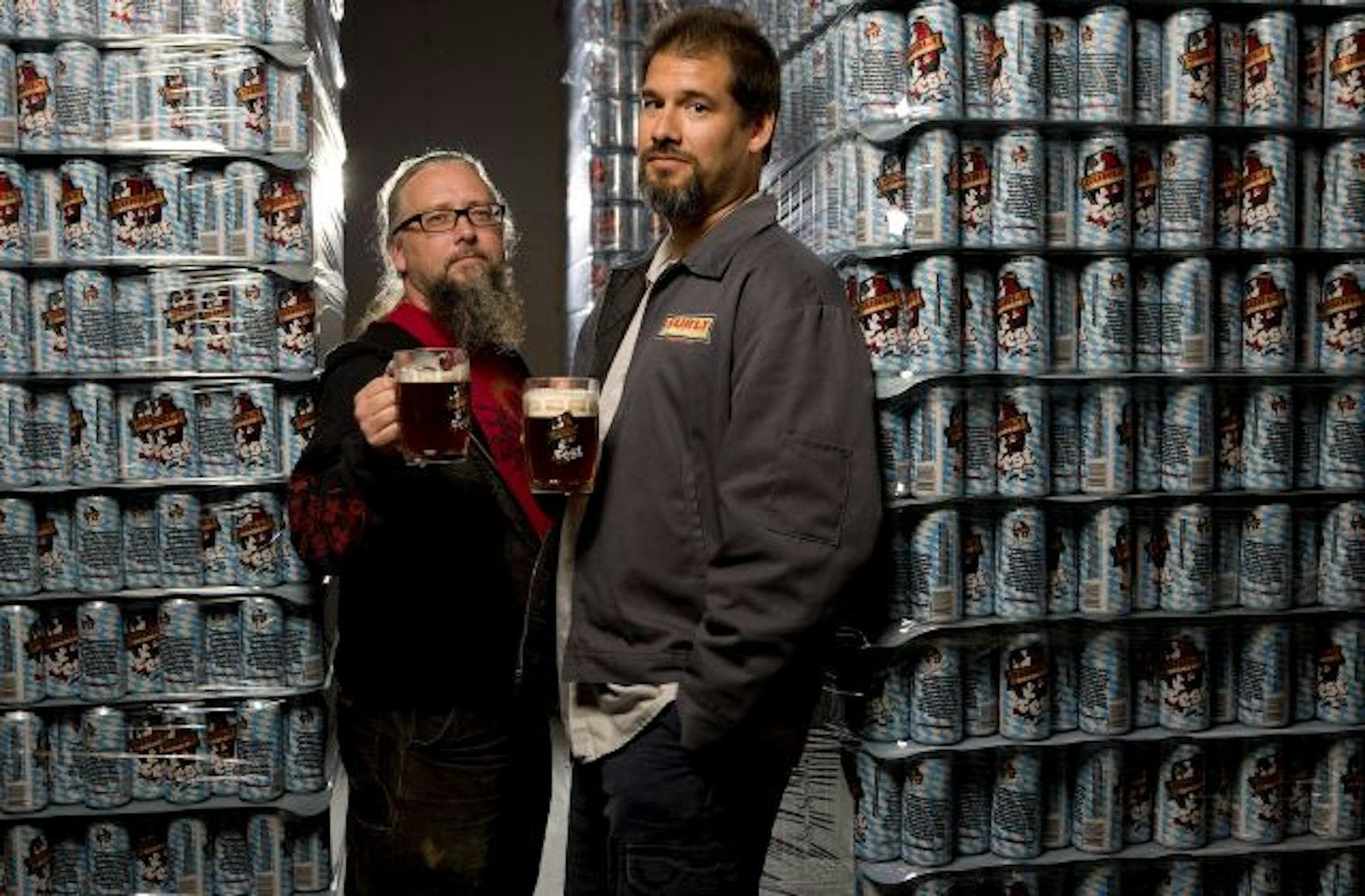 (left to right) Todd Haug, Brewer and Omar Ansari, President of Surly Brewing Company in Brooklyn Center, Minn.