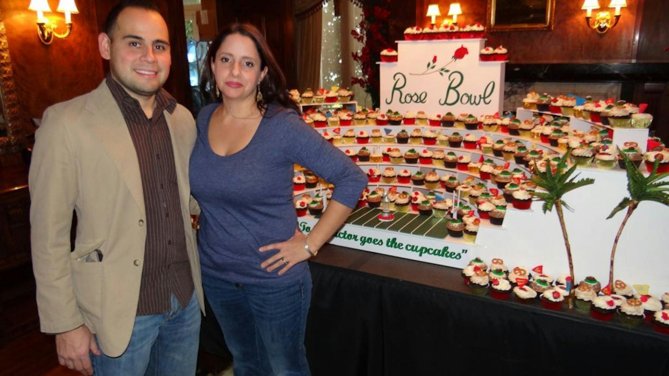 Carlos and Abby Jimenez at the "Cupcake Wars" competition. Abby's Nadia Cakes won the Food Network reality competition.