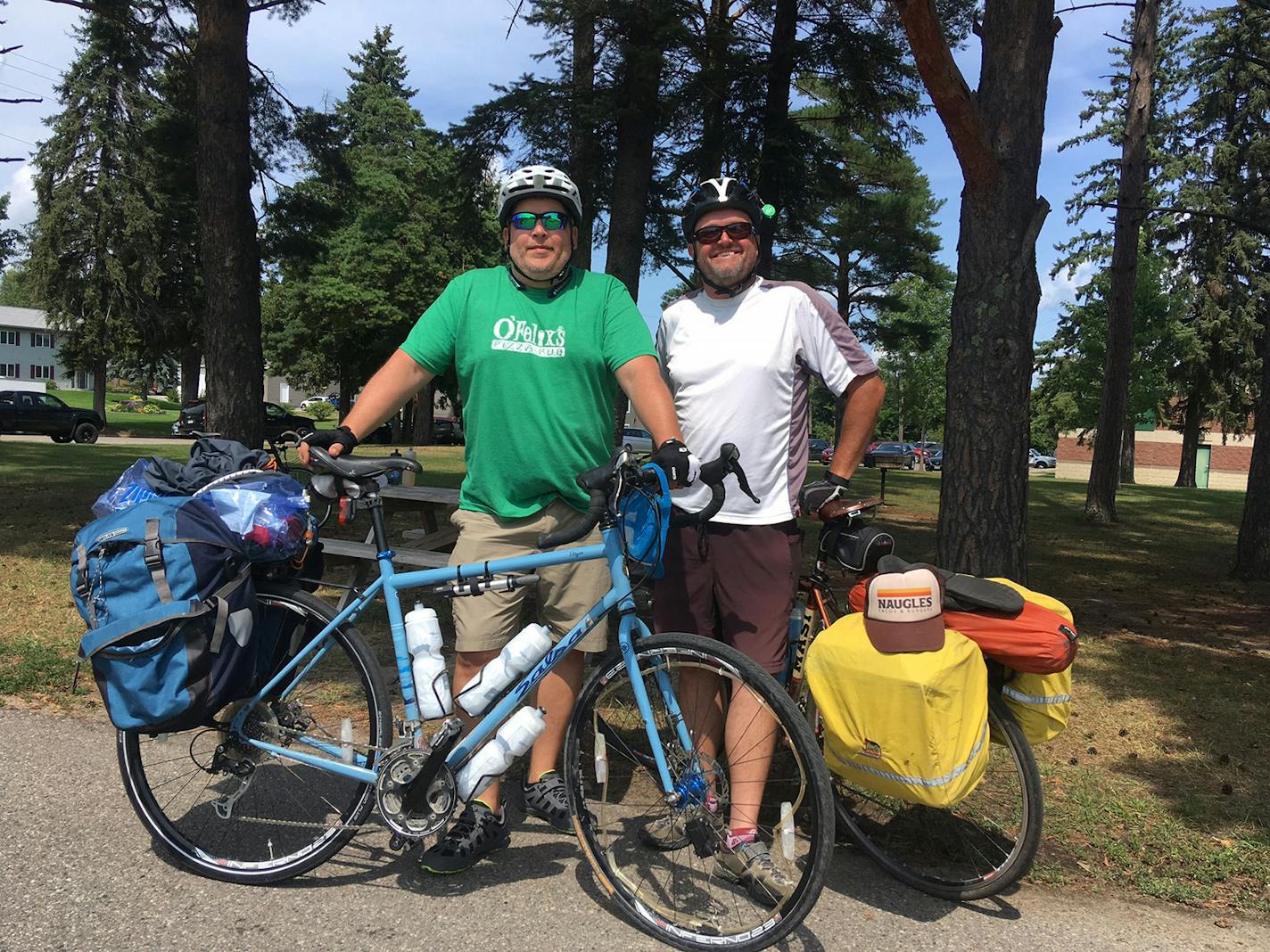 Steven VanderKolb, left, and James Oerding are on a charitable ride for Make-A-Wish. Destination: St. Louis.