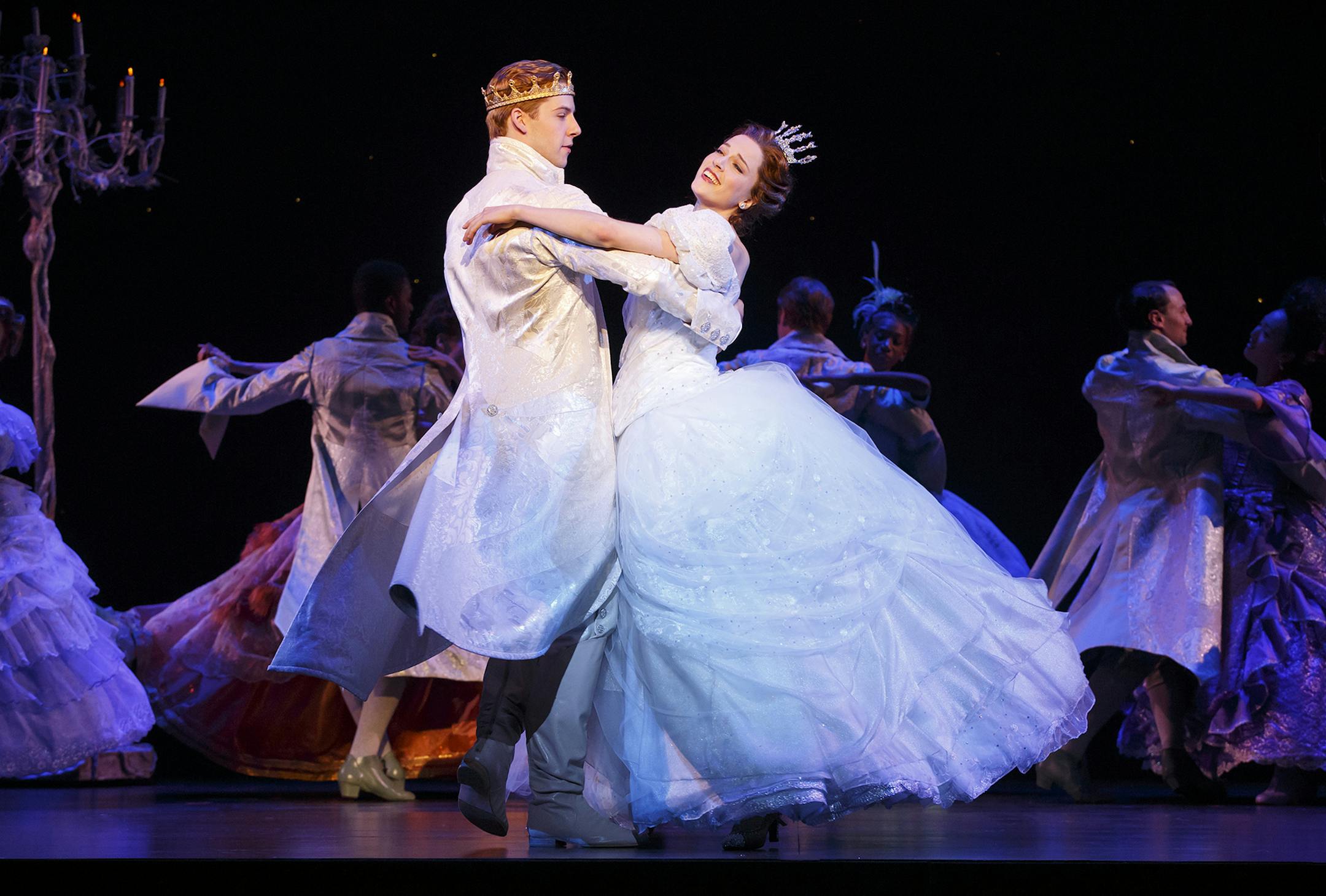Andy Jones as Topher and Paige Faure as Ella in the National Tour of Rodgers + Hammersteinís Cinderella. Photo by Carol Rosegg