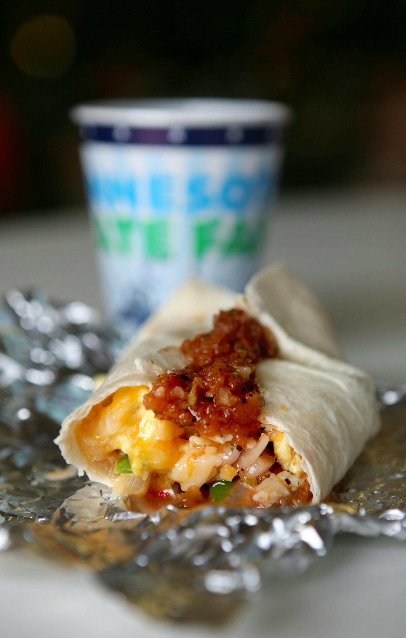 The breakfast burrito at Tejas Express.