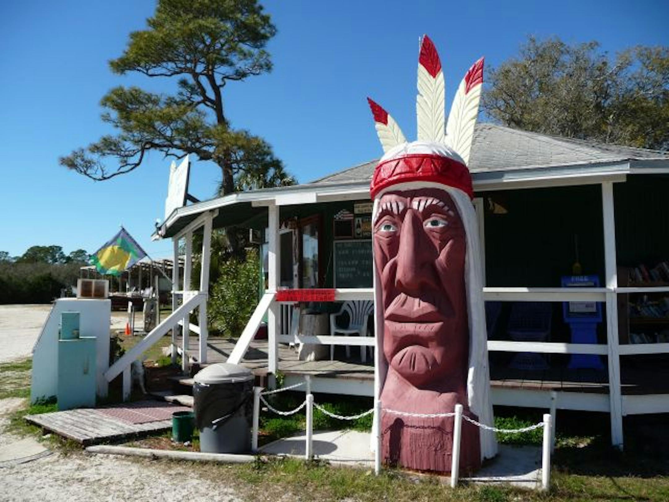 An Indian chief welcomes visitors to a the Indian Pass Campground near Apalachicola, Fla.