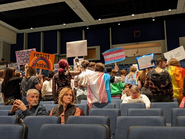 More than 100 people at Becker High School in March protested during a presentation by an anti-LGBTQ group.