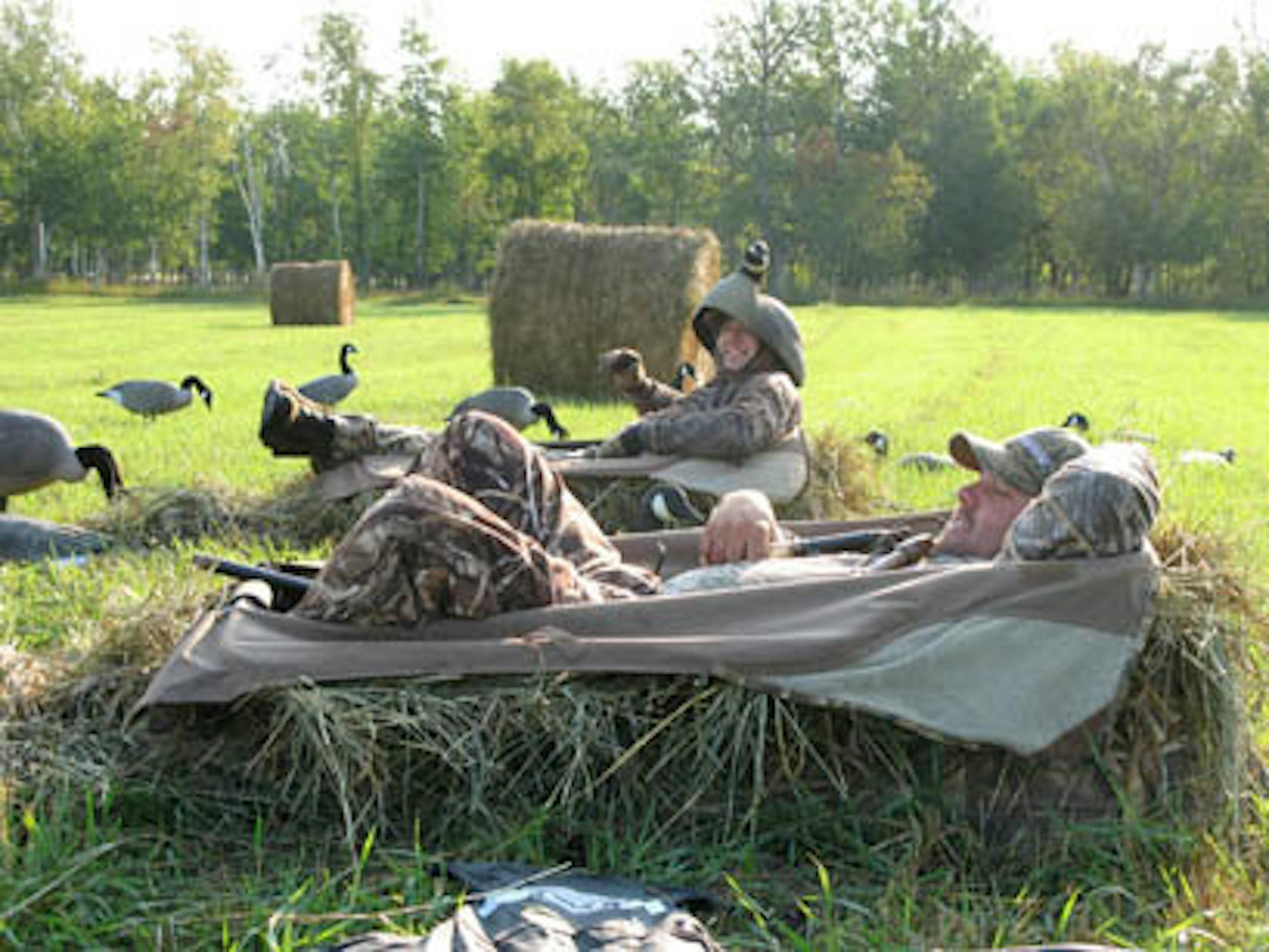 There's a lot of fun to be had during the early goose season--like the author wearing a decoy shell as a makeshift hat (not really!)