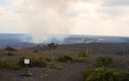 The volcano caldera at Volcanoes National Park on Hawaii still smolders.