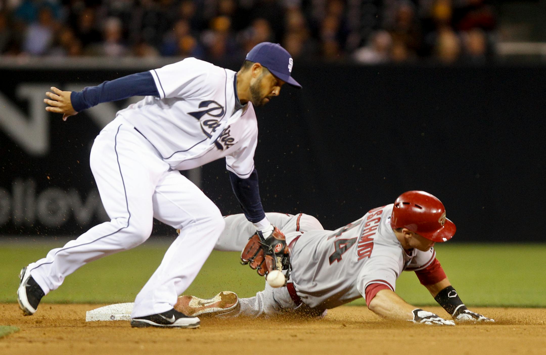 Jason Bartlett, left, played shortstop for the Padres in 2012.