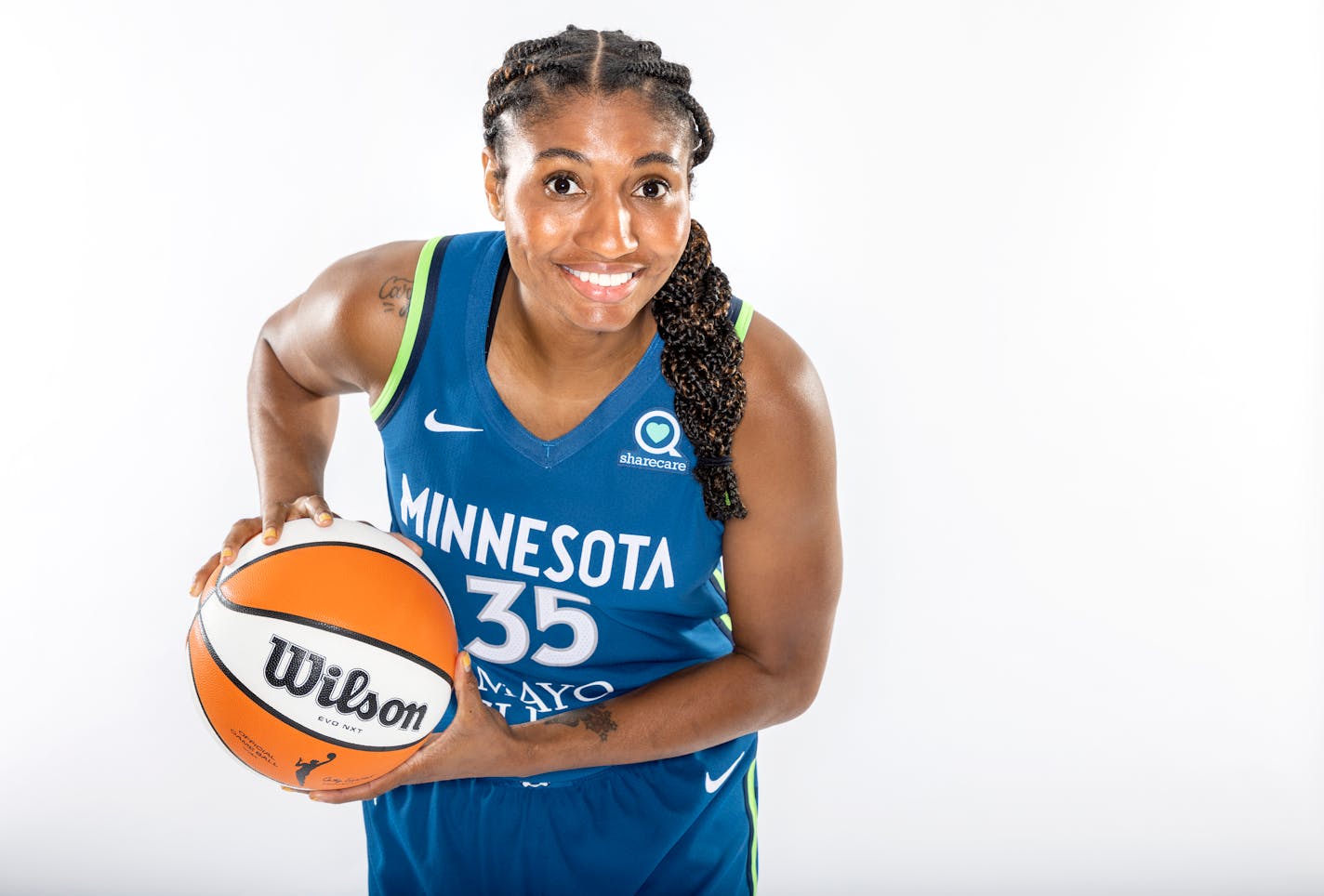 Angel McCoughtry (35) of Minnesota Lynx on media day Wednesday, April 20, at Target Center in Minneapolis, Minn. ] CARLOS GONZALEZ • carlos.gonzalez@startribune.com