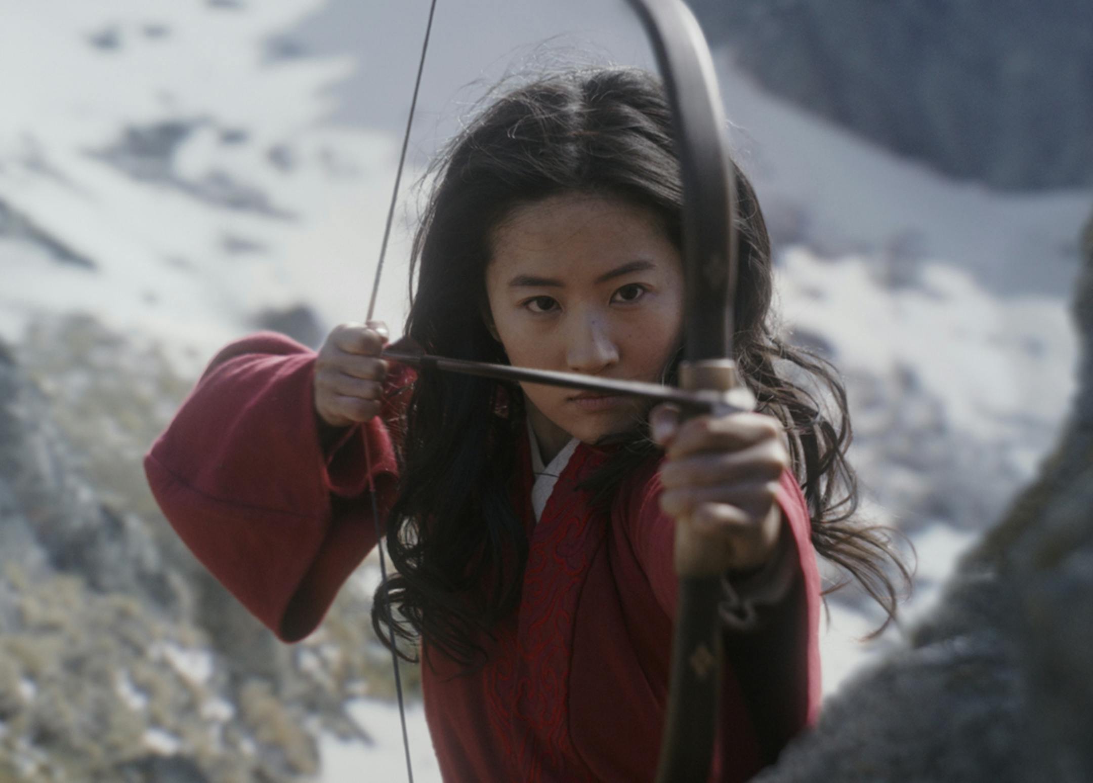 This image released by Disney shows Yifei Liu in a scene from "Mulan," opening July 24. (Disney via AP)