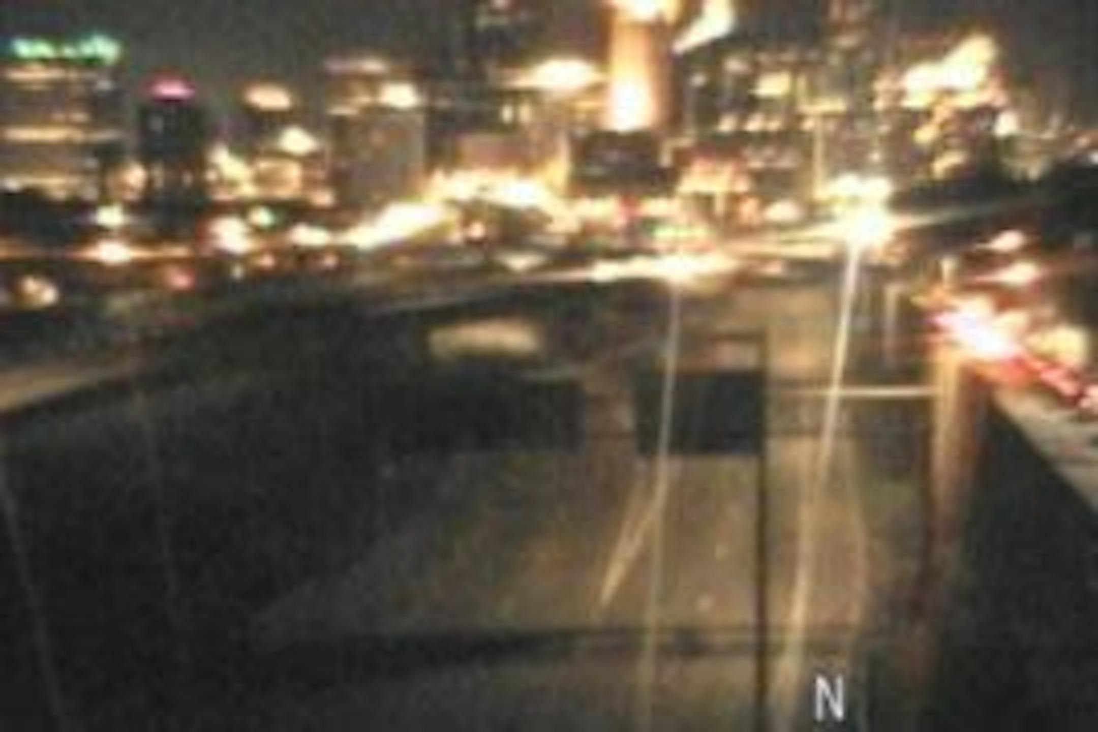 A MnDOT traffic camera revealed a very dark and empty Interstate 35W just south of downtown Minneapolis on Saturday night.