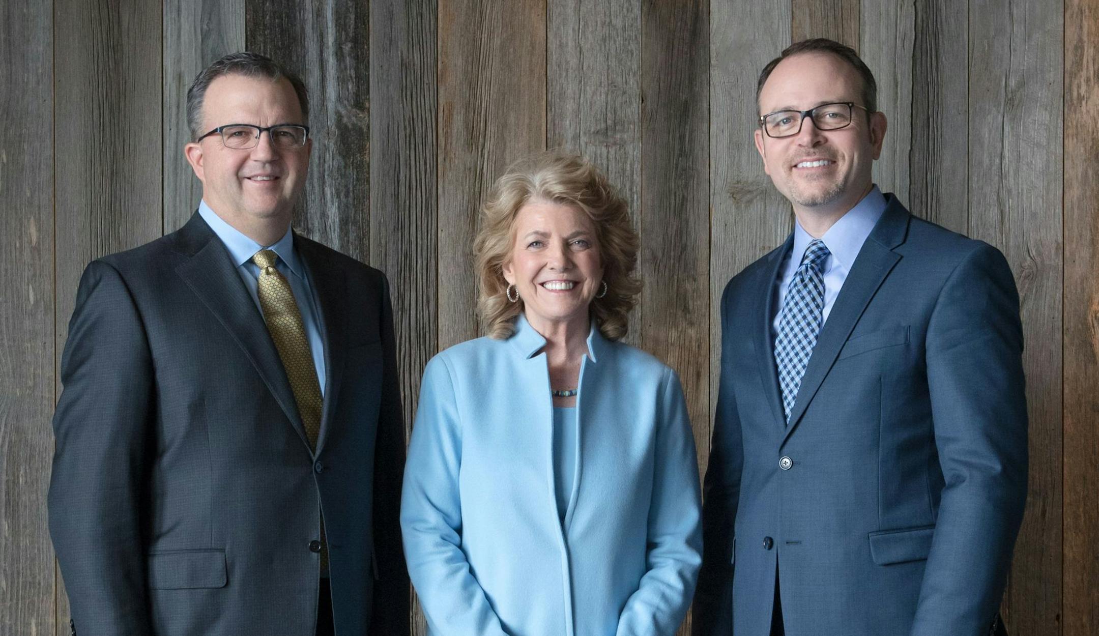 Steve Hockett, Rhoda Olsen and Rob Goggins of Great Clips Inc. Olsen is retiring as CEO. Hockett will become CEO and Goggins president.