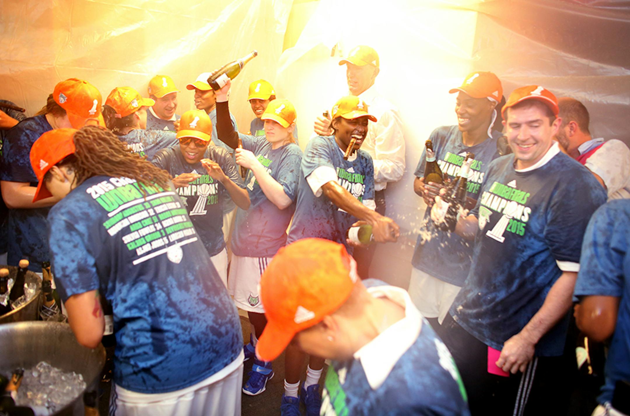 The Minnesota Lynx celebrate winning the WNBA title.