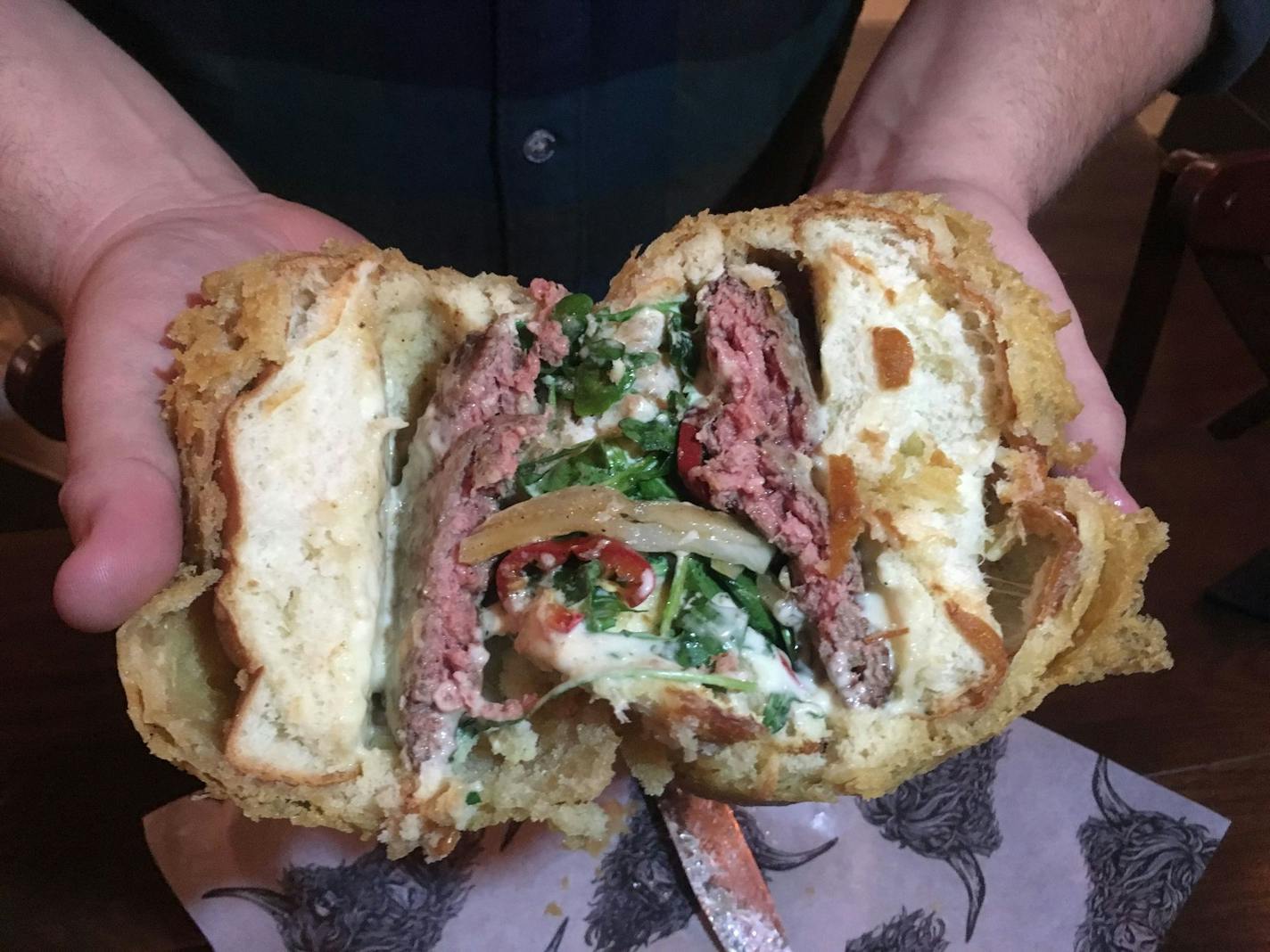 The deep-fried burger at Copper Cow in Minnetonka