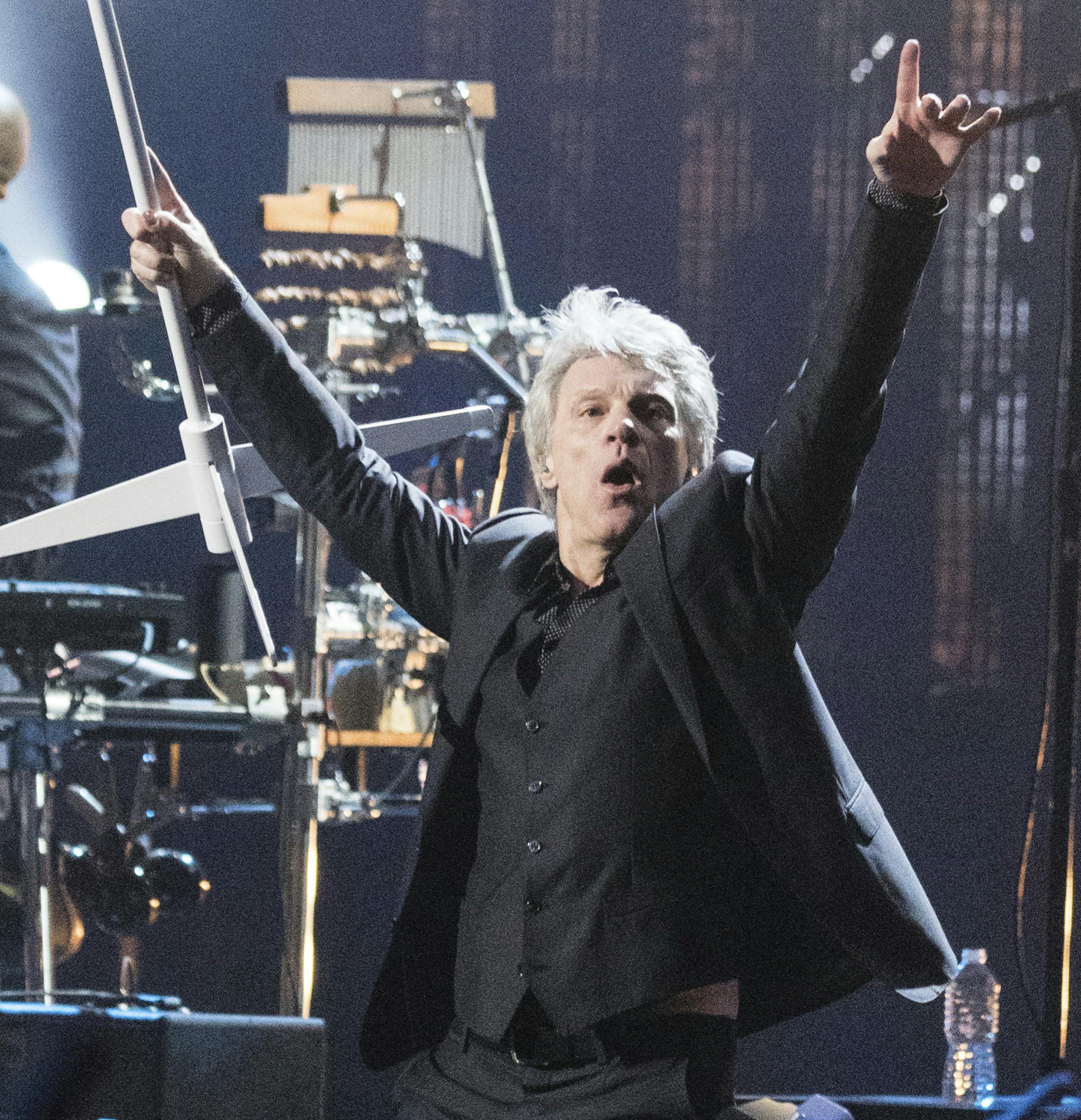 Jon Bon Jovi is seen at the 2018 Rock and Roll Hall of Fame Induction Ceremony at Cleveland Public Auditorium on April 14, 2018, in Cleveland, Ohio. (Photo by Michael Zorn/Invision/AP)