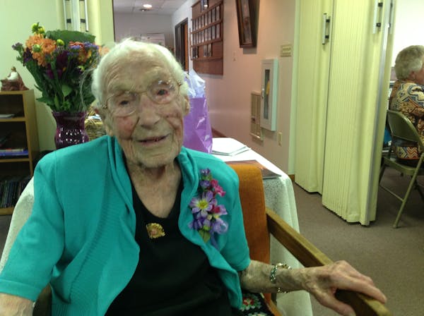 Anna Stoehr at one of her 113th birthday celebrations.