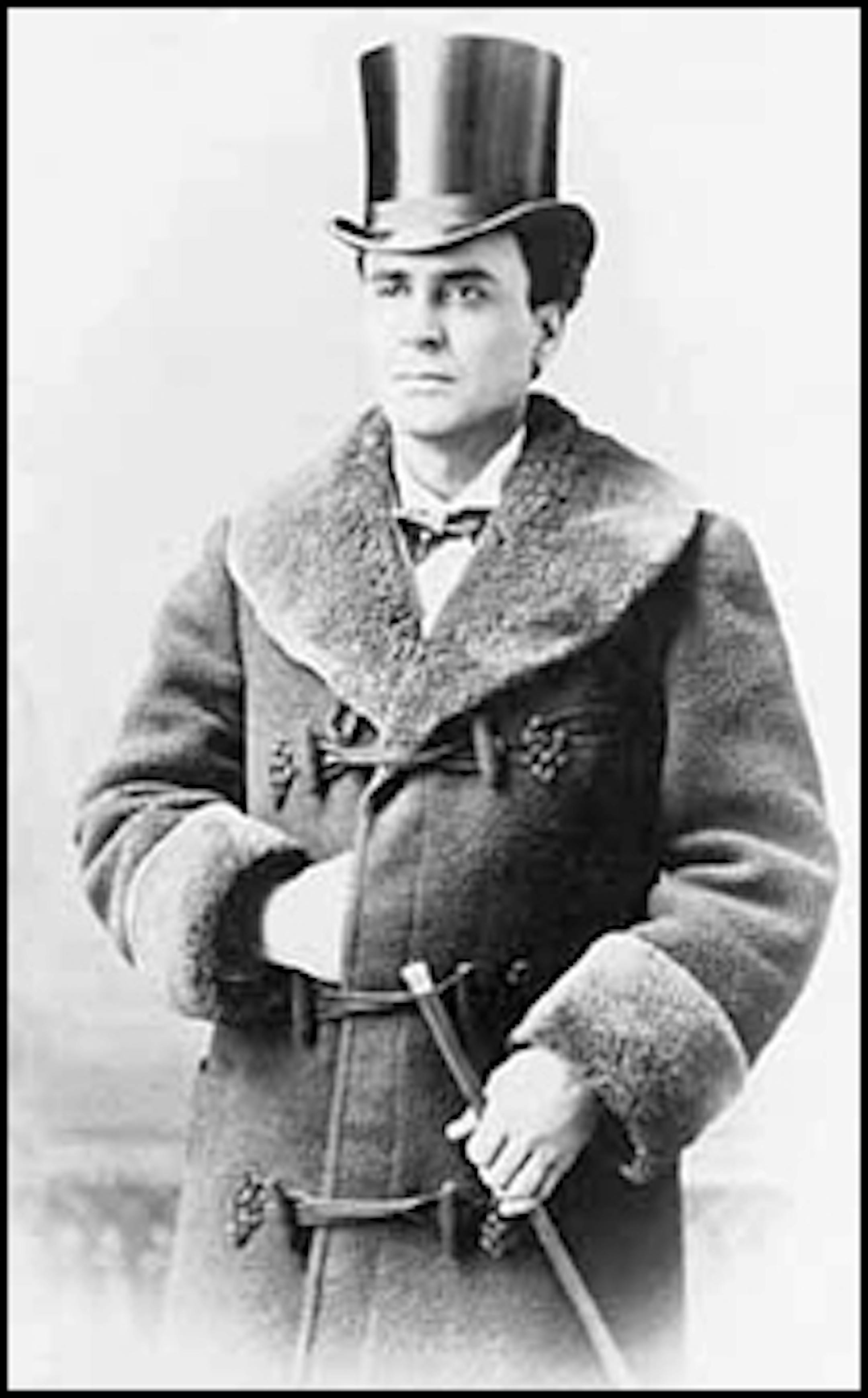 Charles Andrews, Mankato, in top hat, 1888