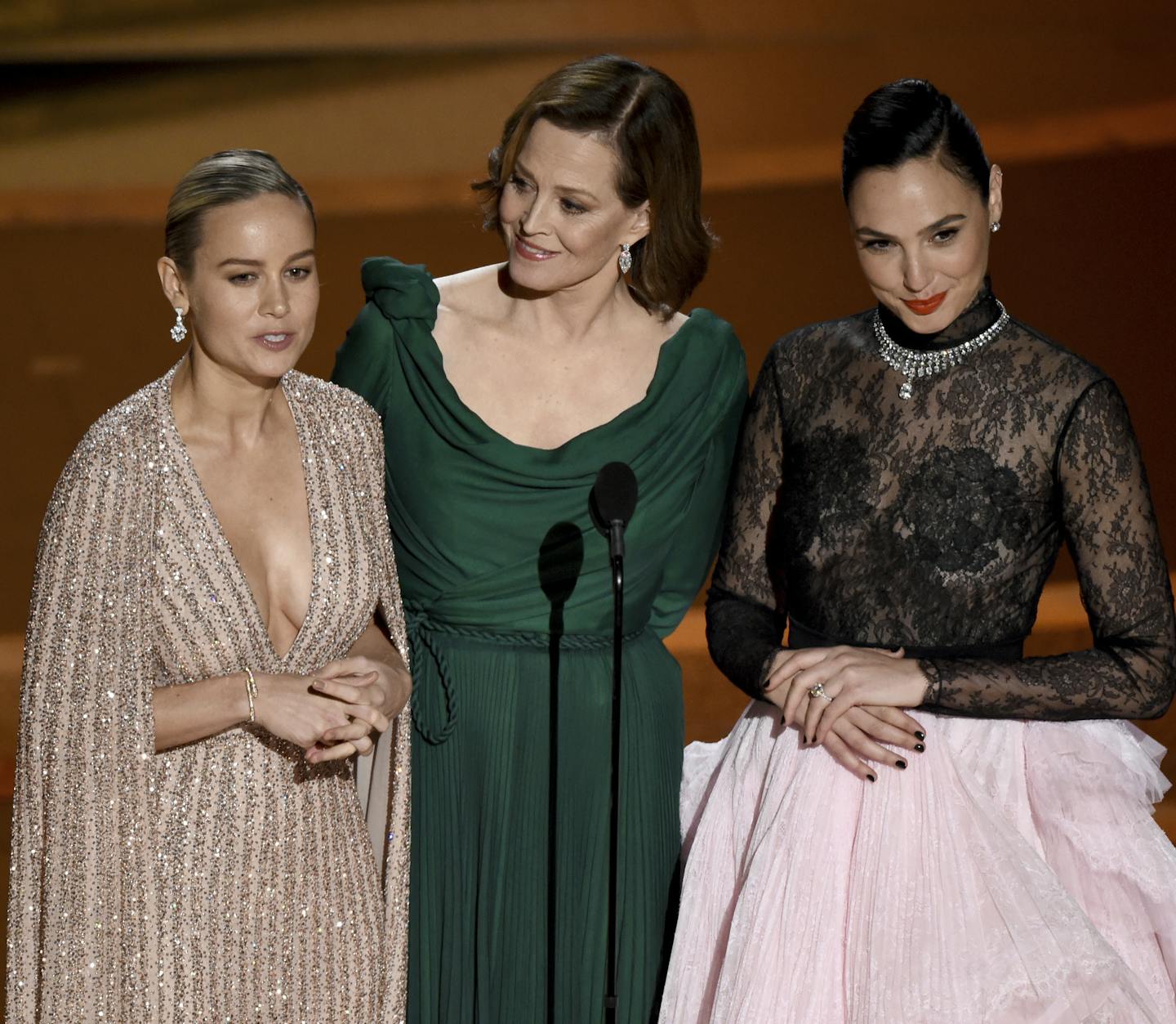 Brie Larson, Sigourney Weaver and Gal Gadot introduced a performance by maestra Eimear Noone.