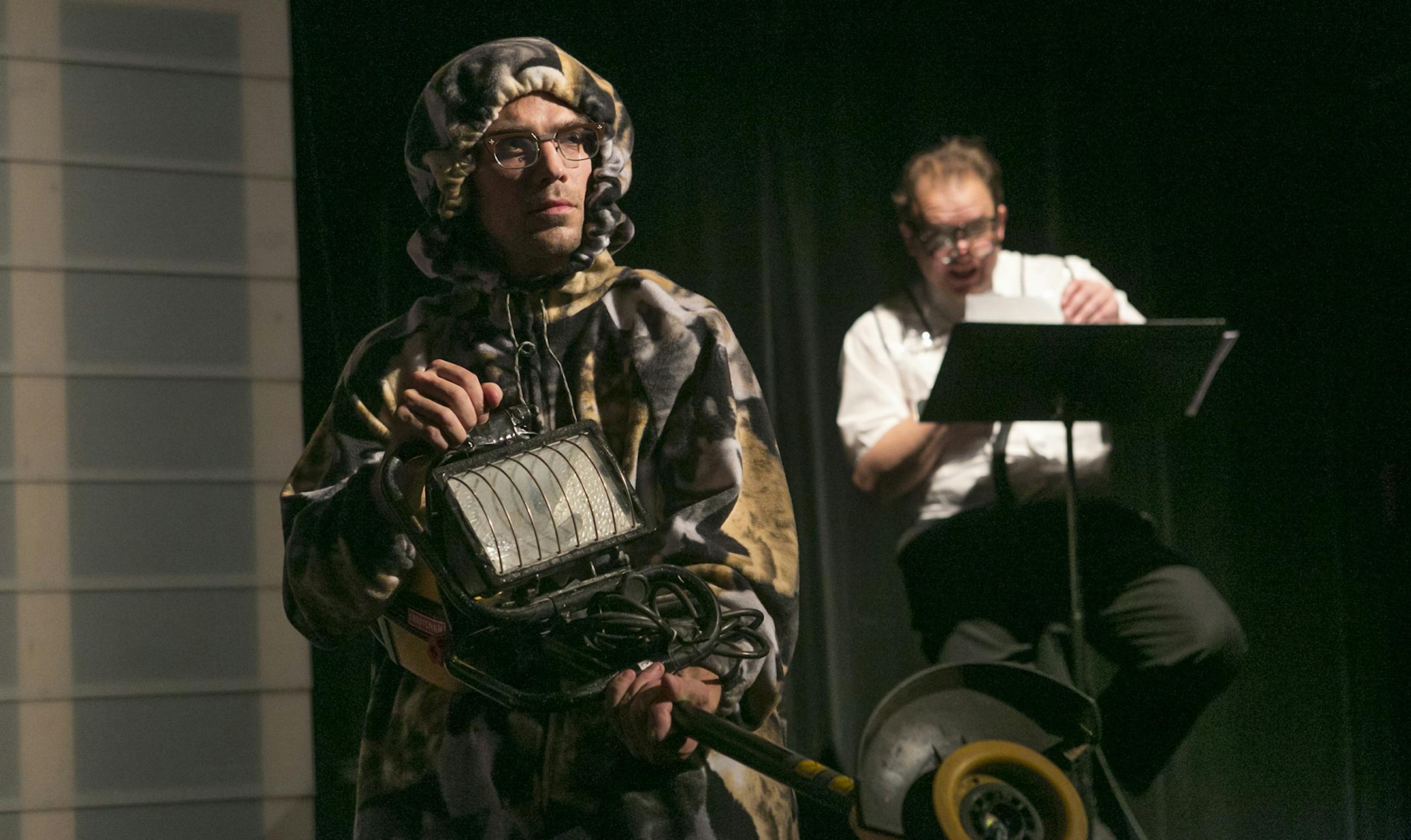Craig Fernholz and Luverne Seifert in Relics, an immersive performance created by Sarah Agnew, Nick Golfis and Chantal Pavageaux, at the Guthrie Theater November 13-23, 2014 in the Dowling Studio at the Guthrie Theater in Minneapolis. Photo credit: Heidi Bohnenkamp