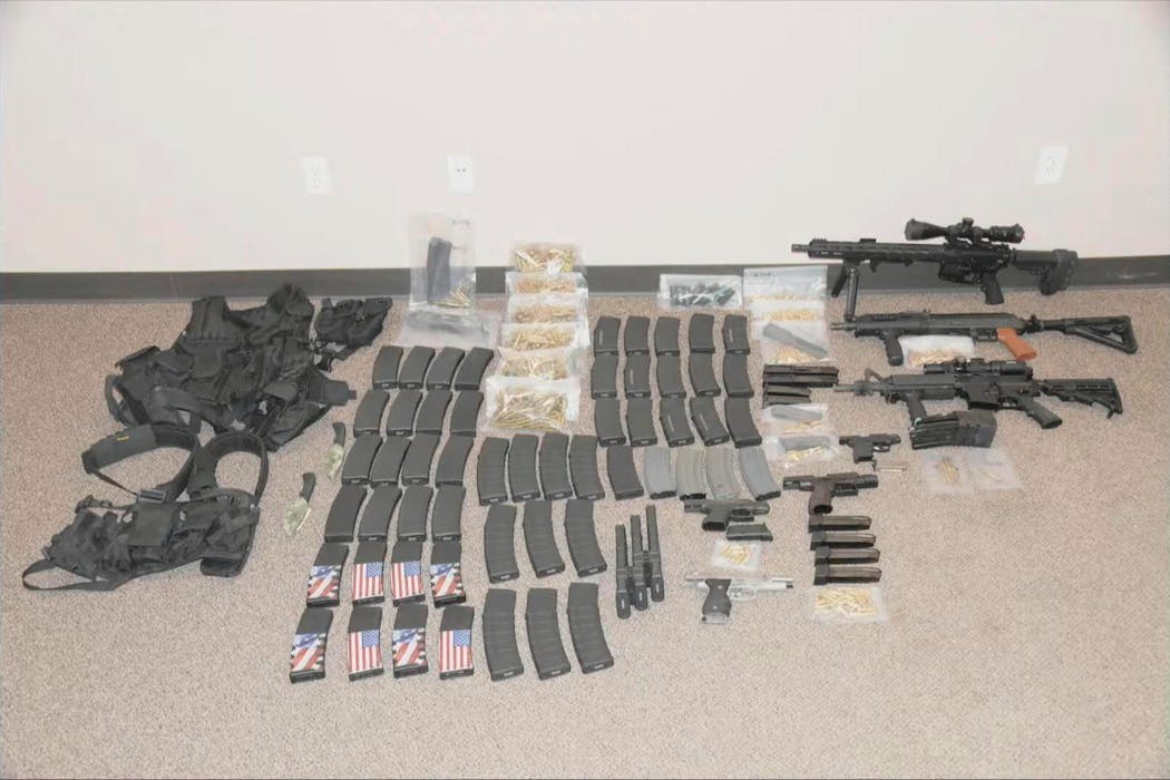 Authorities shared a photo July 19 of the weapons and equipment allegedly found in Mohamad Barakat’s car.
