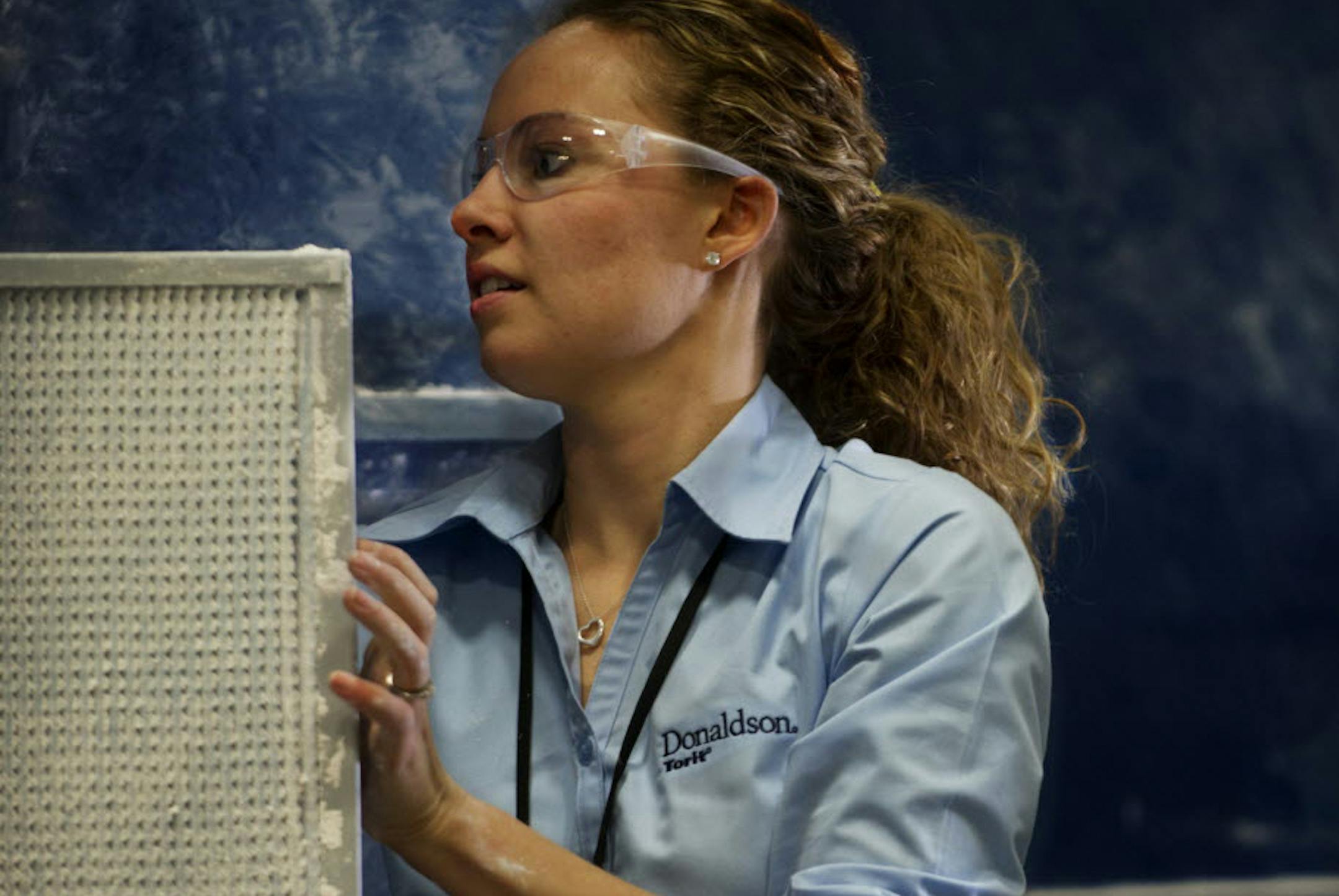 Chrissy Klocker, an unemployed civil engineer, was hired at Donaldson Co. in 2010 after being laid off in the recession.