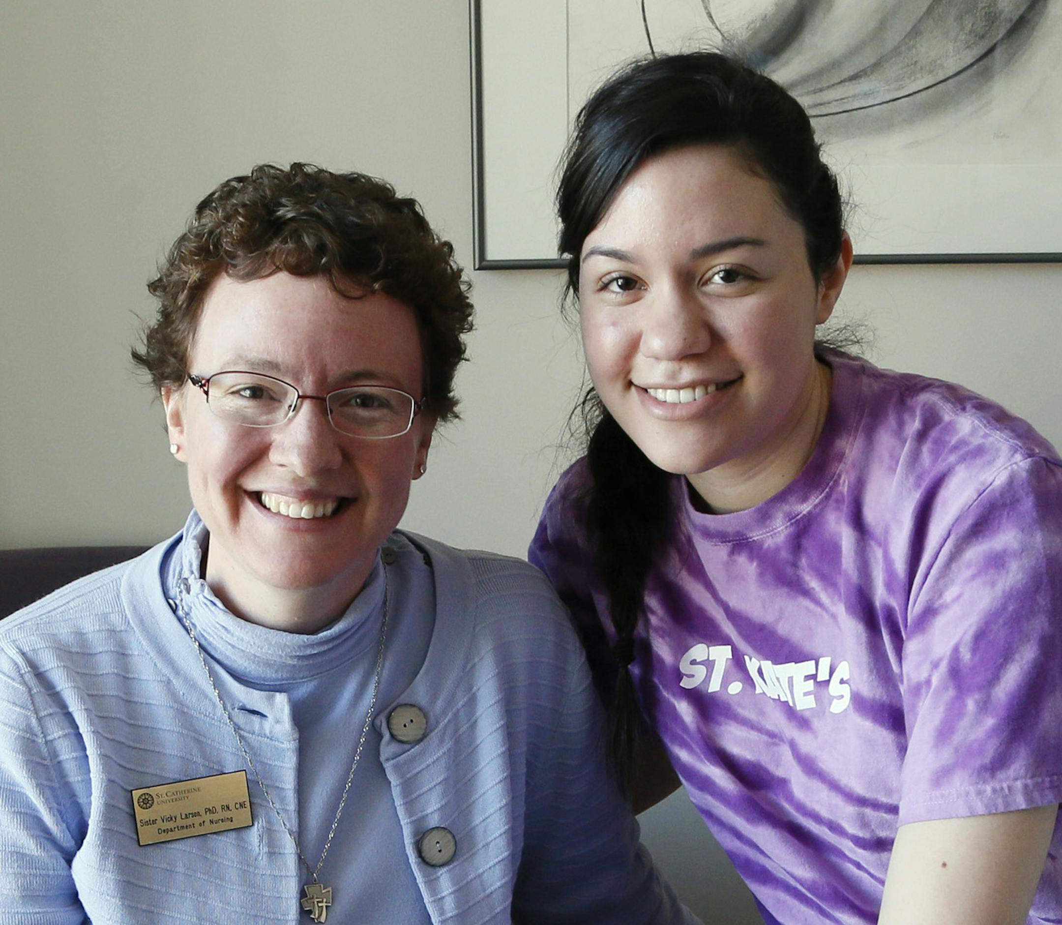 St. Catherine University senior Helen Garcia interviewed Sister Vicky Larson, an assistant professor of nursing at St. Kate&#x2019;s. This was one of the first &#x201c;oral histories&#x201d; posted on the project&#x2019;s website, SisterStory.org.