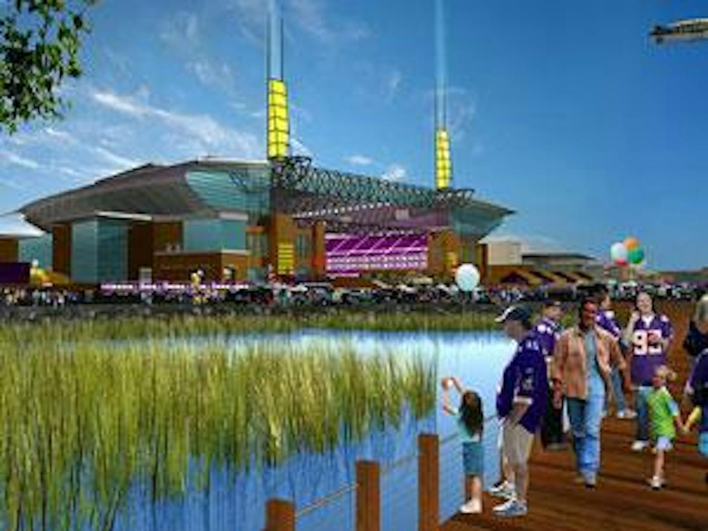 A rendering of a new Vikings stadium, at a previously-considered Blaine site. Graphic courtesy of buzz.mn.