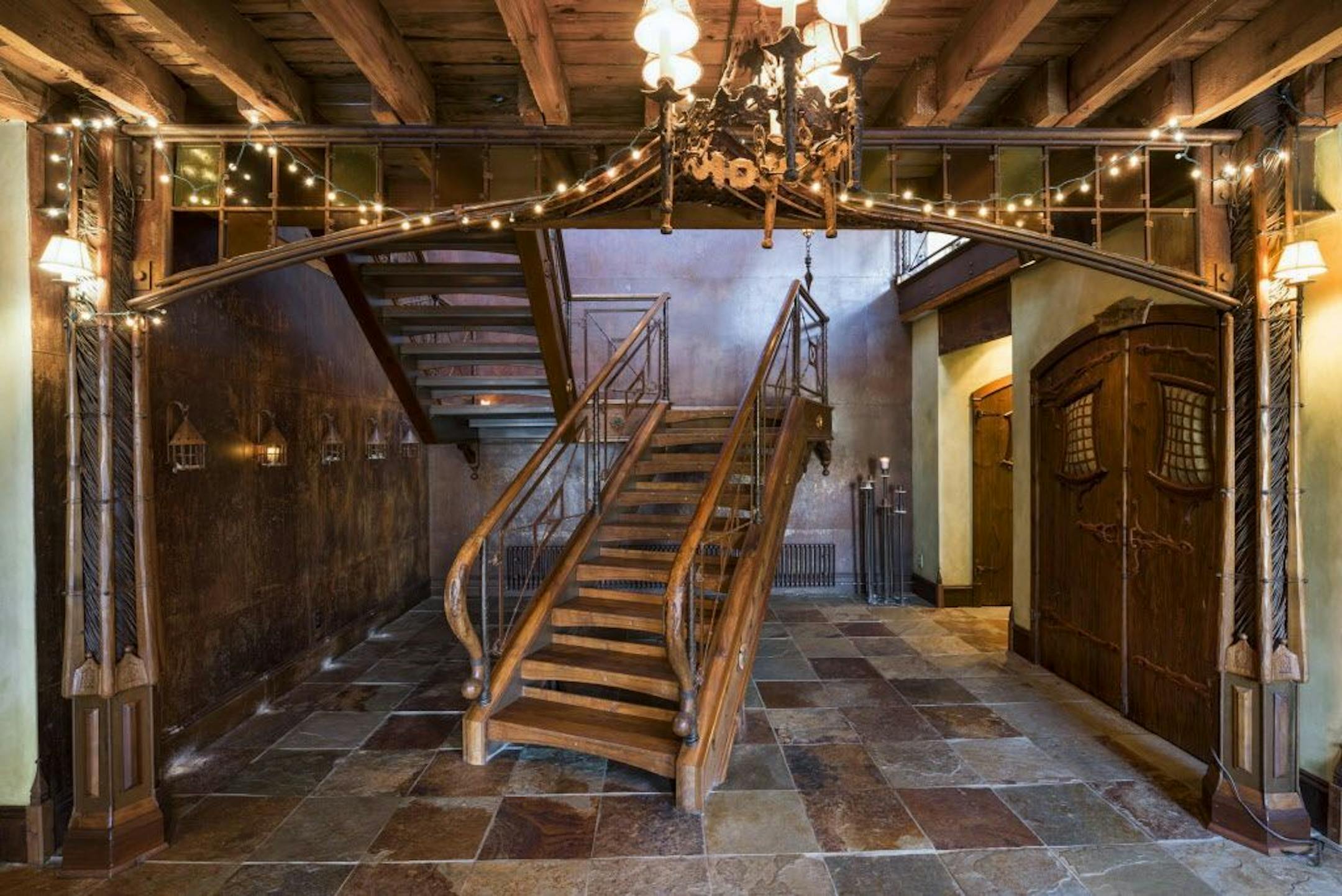 Staircase opposite the entry foyer.