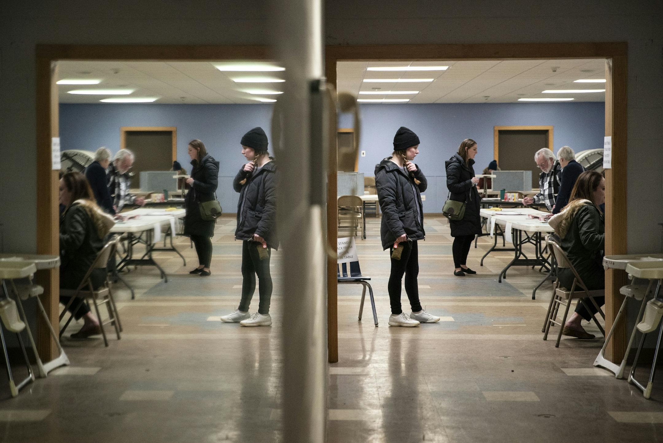 Voters waited in line at the Peace United Church of Christ in Duluth's 15th precinct to cast their vote on Tuesday.