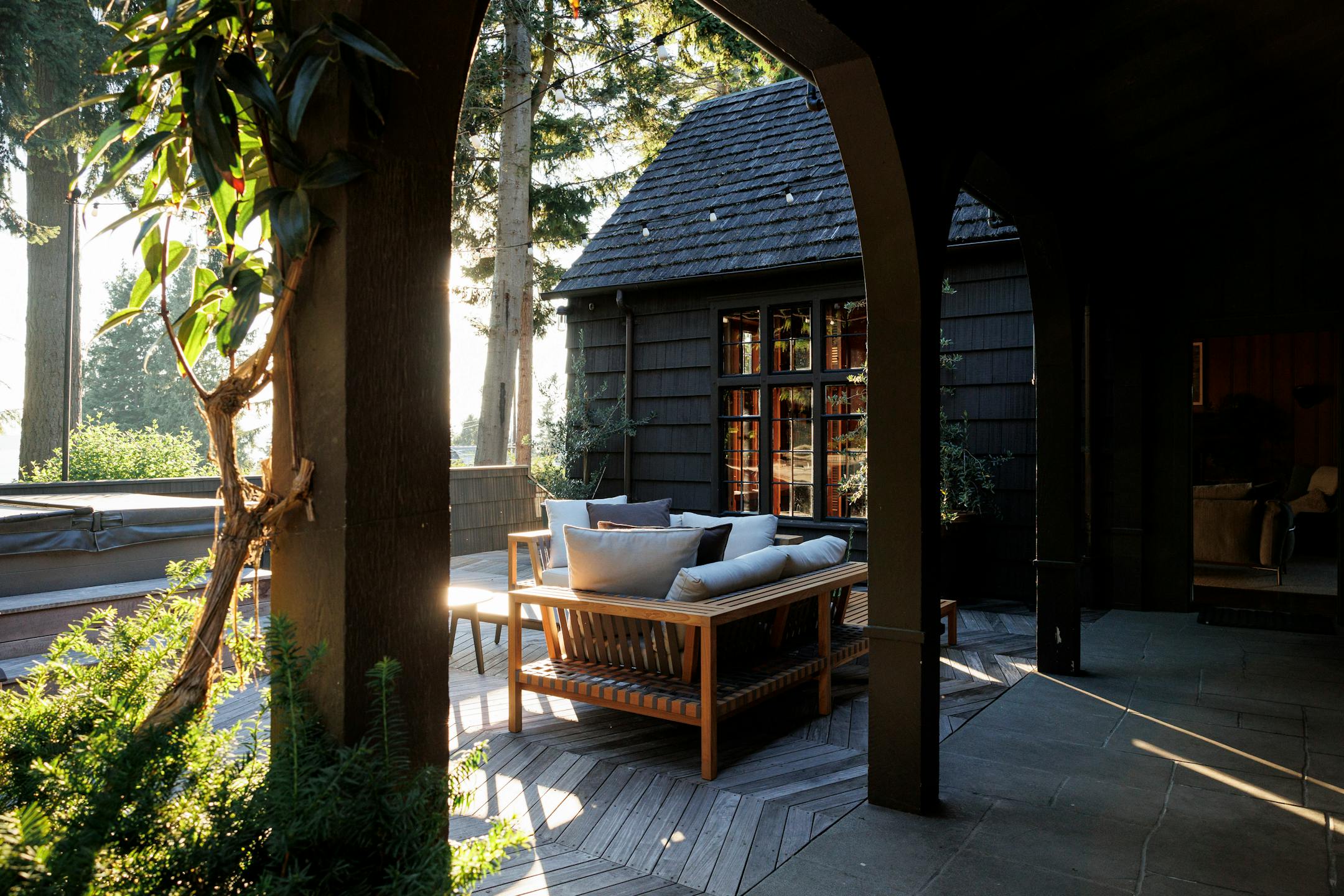 A home built in 1933 and now designated as a historical landmark, on Puget Sound in Seattle's Ballard neighborhood, on Aug. 3. 2023. New owners found a way to marry a contemporary kitchen extension to the Scandinavian vernacular architecture of the house, built by a Norwegian sea captain as a replica of his childhood home. (Brooke Fitts/The New York Times)