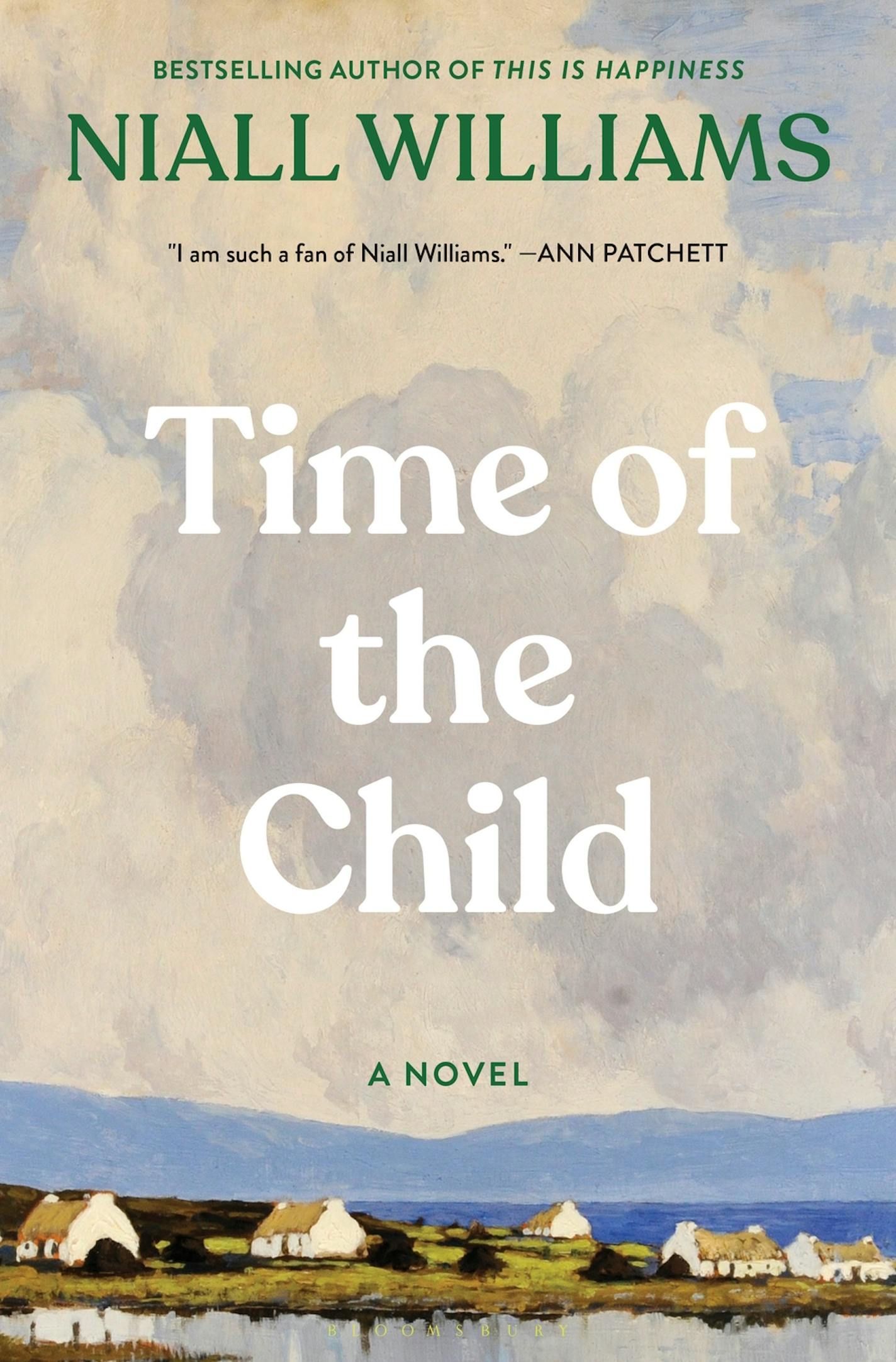 cover of Time of the Child is a pastel painting of a small village under a cloudy sky