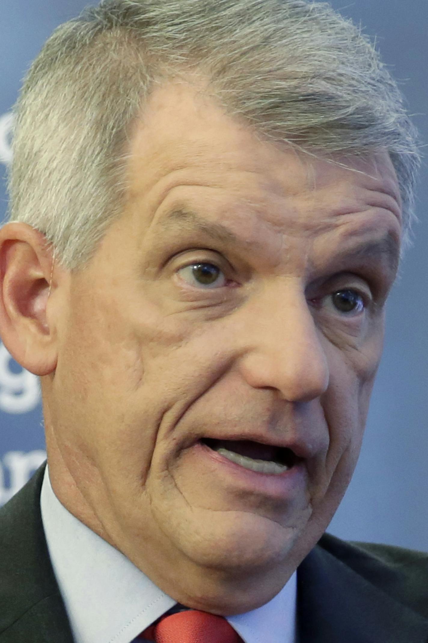 Wells Fargo CEO & President Timothy Sloan is interviewed in one of his bank's branches, in New York, Friday, March 17, 2017. Sloan said that it's too early to gauge President Trump's job performance, but says that he will succeed as long as the White House focuses on jobs and economic growth. (AP Photo/Richard Drew)