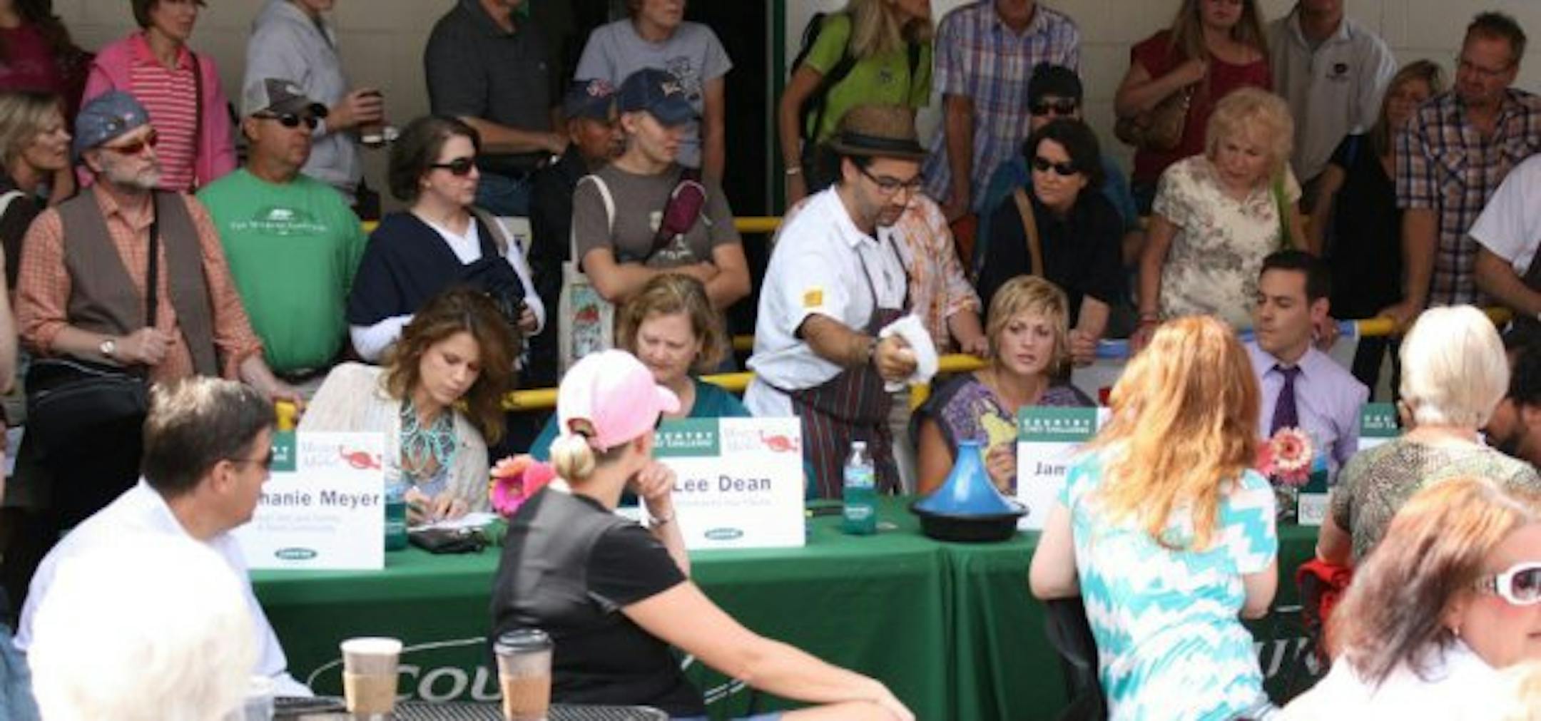 Stephanie Meyer, Lee Svitak Dean, Jamie Yuccas and Matt Brickman, hard at work judging the contest.