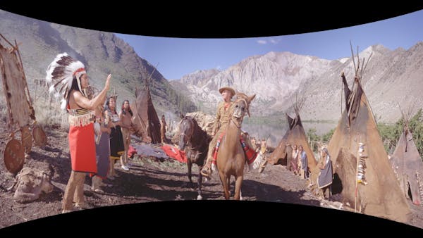 The Blu-ray version of "How the West Was Won" uses a "SmileBox" presentation to reproduce the original curved-screen look of the 1962 film's Cinerama 