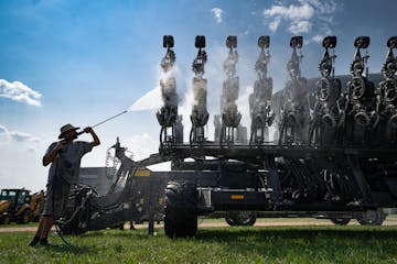 Blake Spencer of Showtime Power Washing, cleaned some of the heavy farm equipment for their largest client Ziegler Ag Equipment, at Farmfest 2021.