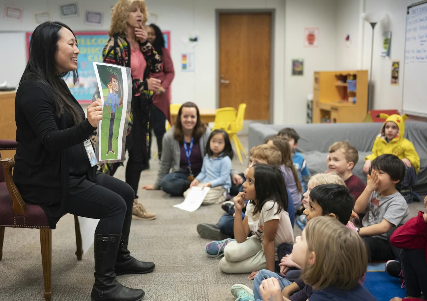 Momo Hayakawa a PH.D. Research Associate with Ready to Learn tests out responses to "Hero Elementary." with first and second graders.] "Hero Elementary," a highly anticipated PBS kids shows, tests out science experiments with local kids.RICHARD TSONG-TAATARII ¥ richard.tsong-taatarii@startribune.com