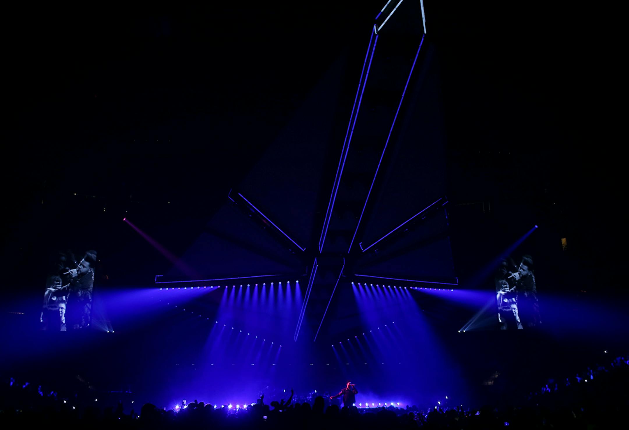 The Weeknd early in his set Sunday night.