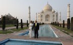 U.S. President Donald Trump, and first lady Melania Trump visit the Taj Mahal,the 17th century monument to love in Agra, India, Monday, Feb. 24, 2020.
