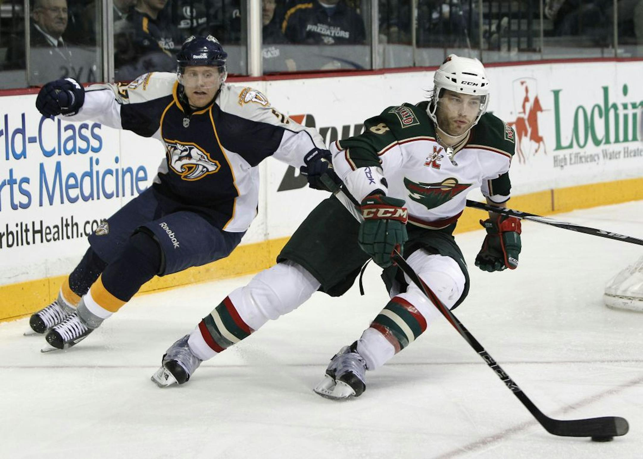 There have been rumors that the Wild could trade defenseman Brent Burns (right) this weekend. Burns is entering the final year of his contract.