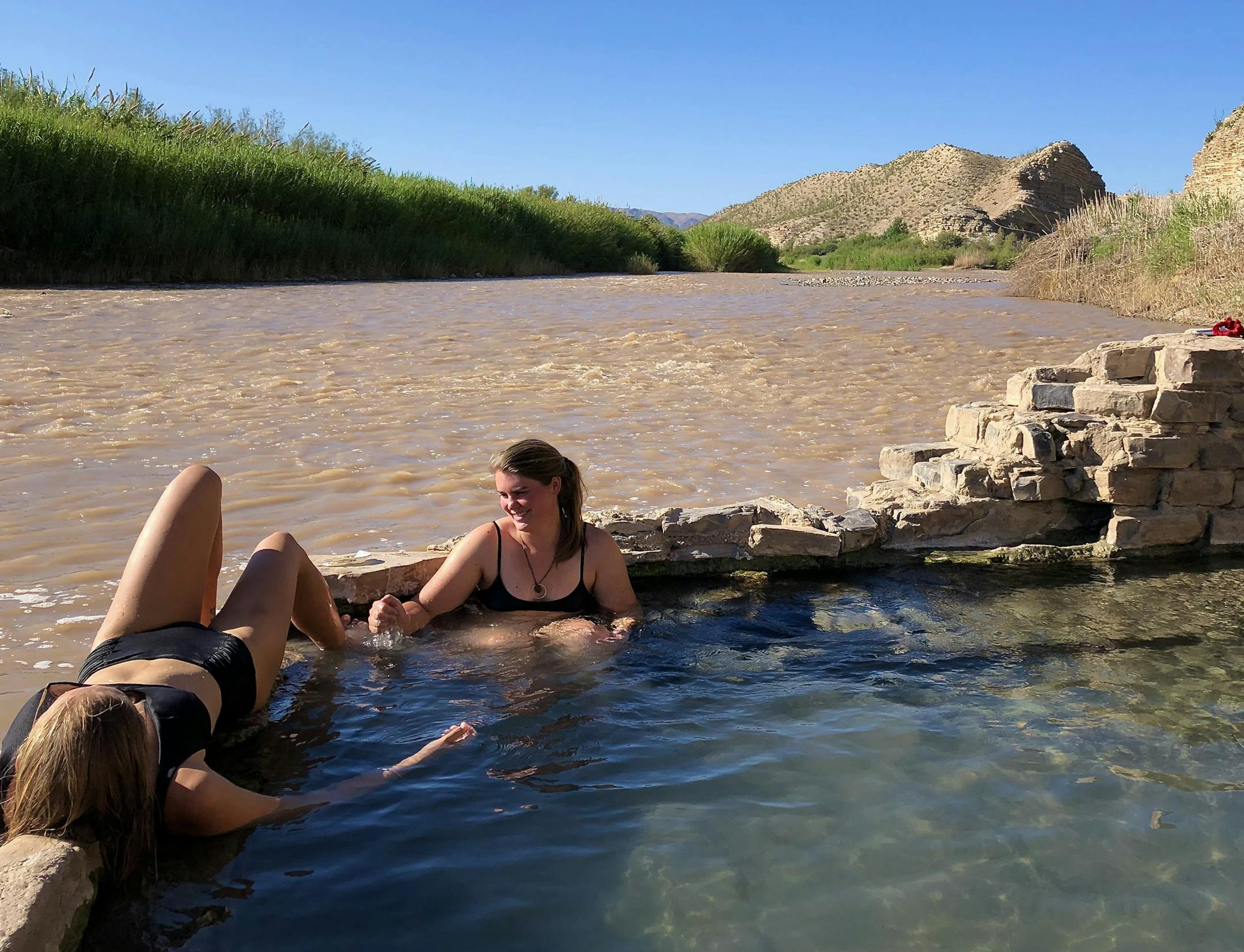 Remnants of a historic hot springs bathhouse on the north bank of the Rio Grande entice many visitors. (Photo by Melanie Radzicki McManus)