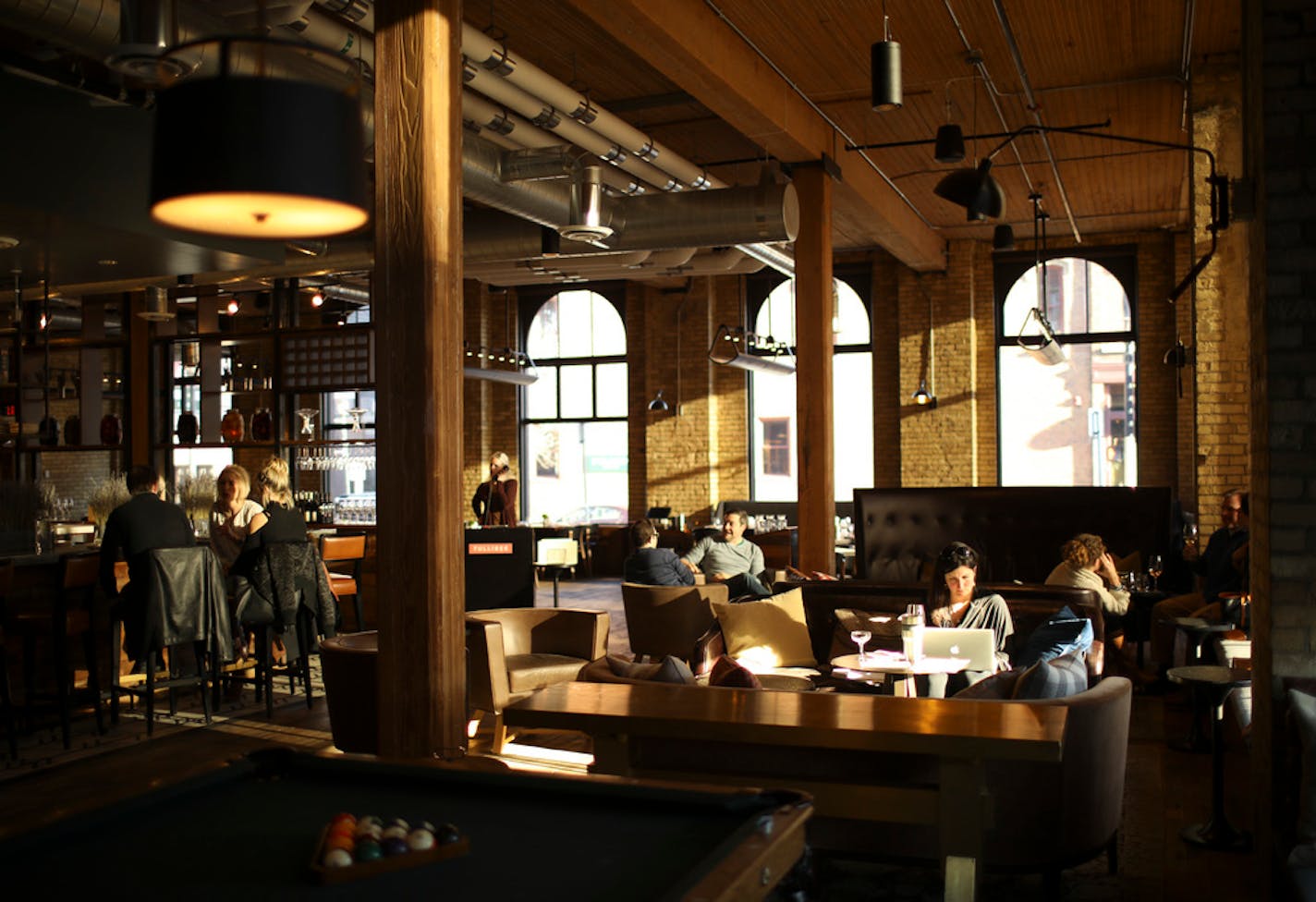 The bar in the Hewing Hotel in Minneapolis.