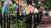 Pride flags fly on the fence at the Stonewall National Monument in New York City on June 12.