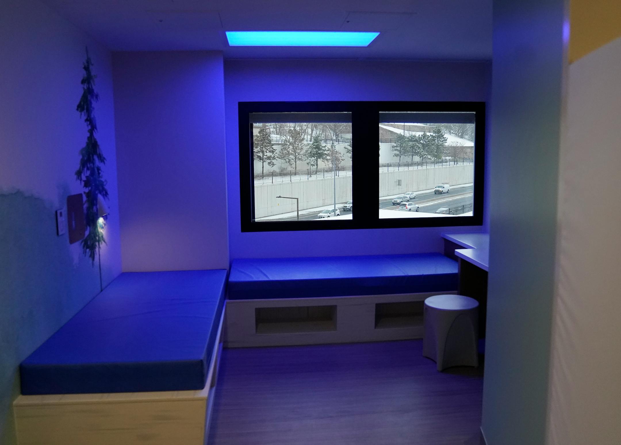 One of 22 patient's rooms at Children's Minnesota inpatient mental health unit.