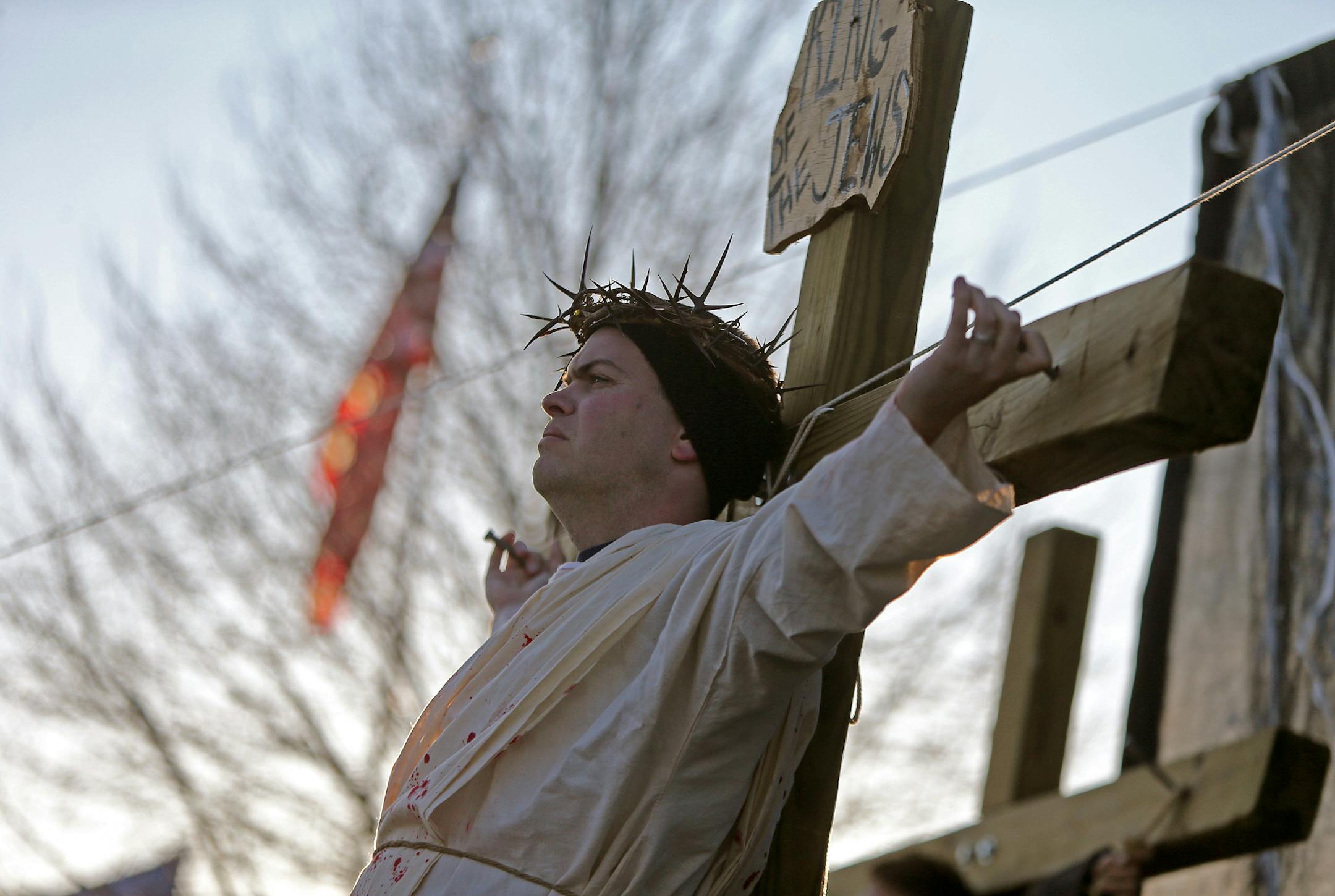 "This is everything to me," said Nick Knoll as he participated in his church's re-enactment of the events of Jesus' life and death at Knollwood Christian Church, Thursday, April 17, 2014. "It's an honor," he said. ] (ELIZABETH FLORES/STAR TRIBUNE) ELIZABETH FLORES • eflores@startribune.com