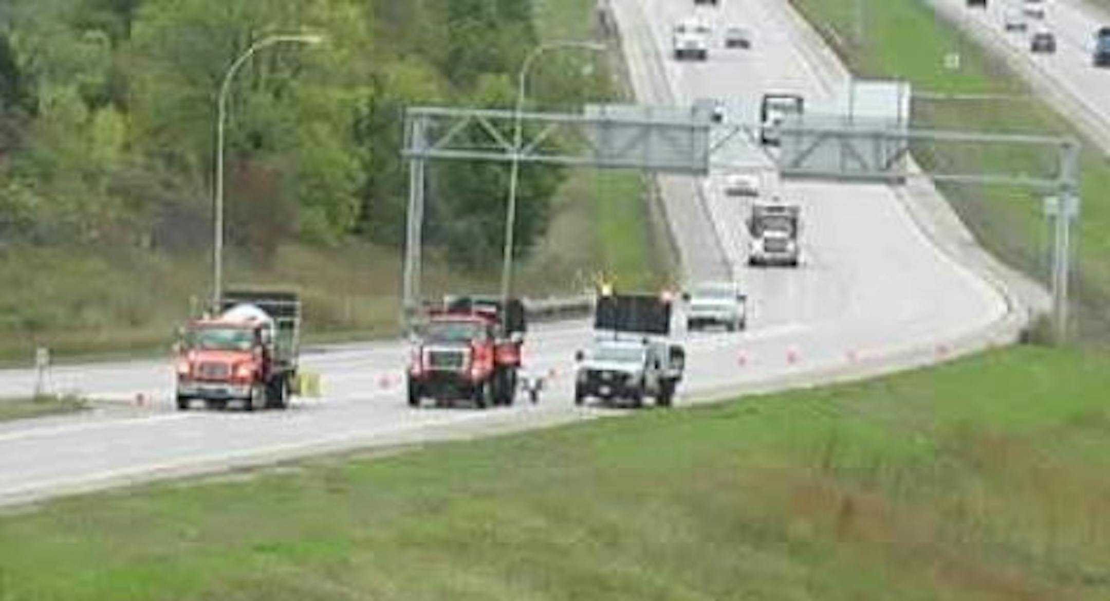 Access to westbound Hwy. 55 was blocked Wednesday in Inver Grove Heights after a fatal crash. Credit: Minnesota Department of Transportation traffic camera