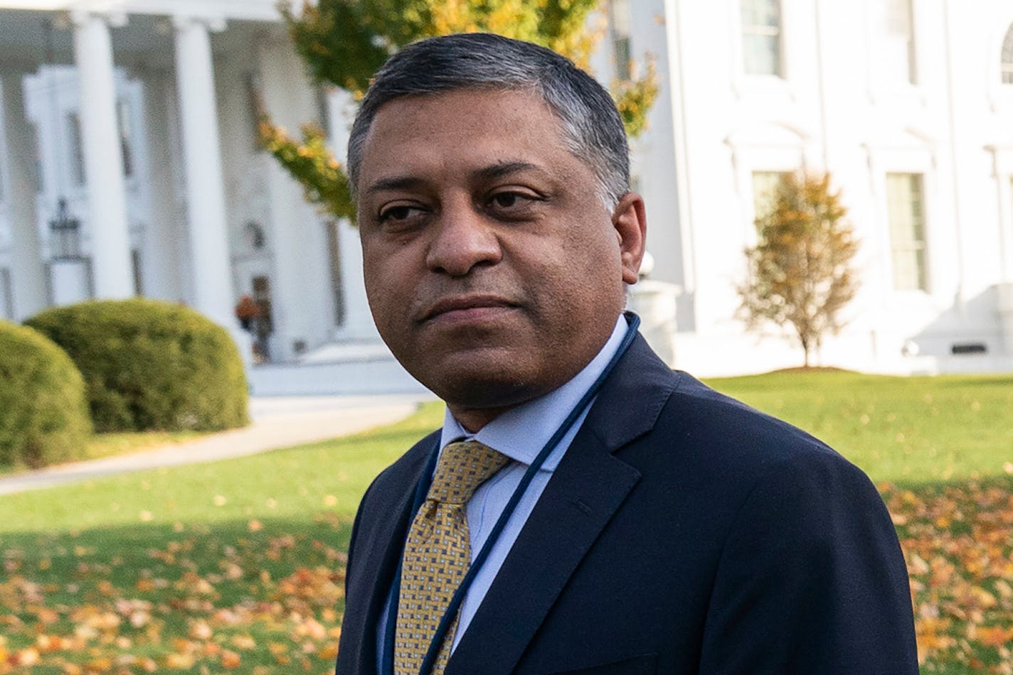 FILE - Dr. Rahul Gupta, the director of the White House Office of National Drug Control Policy, walks outside of the White House, Nov. 18, 2021, in Washington. The U.S. has named a veterinary tranquilizer as an "emerging threat" when it is mixed with the opioid fentanyl, clearing the way for more efforts to stop the spread of xylazine and develop an antidote. The Office of National Drug Control Policy announced the designation Wednesday, April 12, 2023. (AP Photo/Alex Brandon, File)