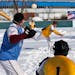 The St. Paul Winter Carnival sponsored a five-inning softball game in the snow of Midway Stadium between former players and friends of the St. Paul Sa
