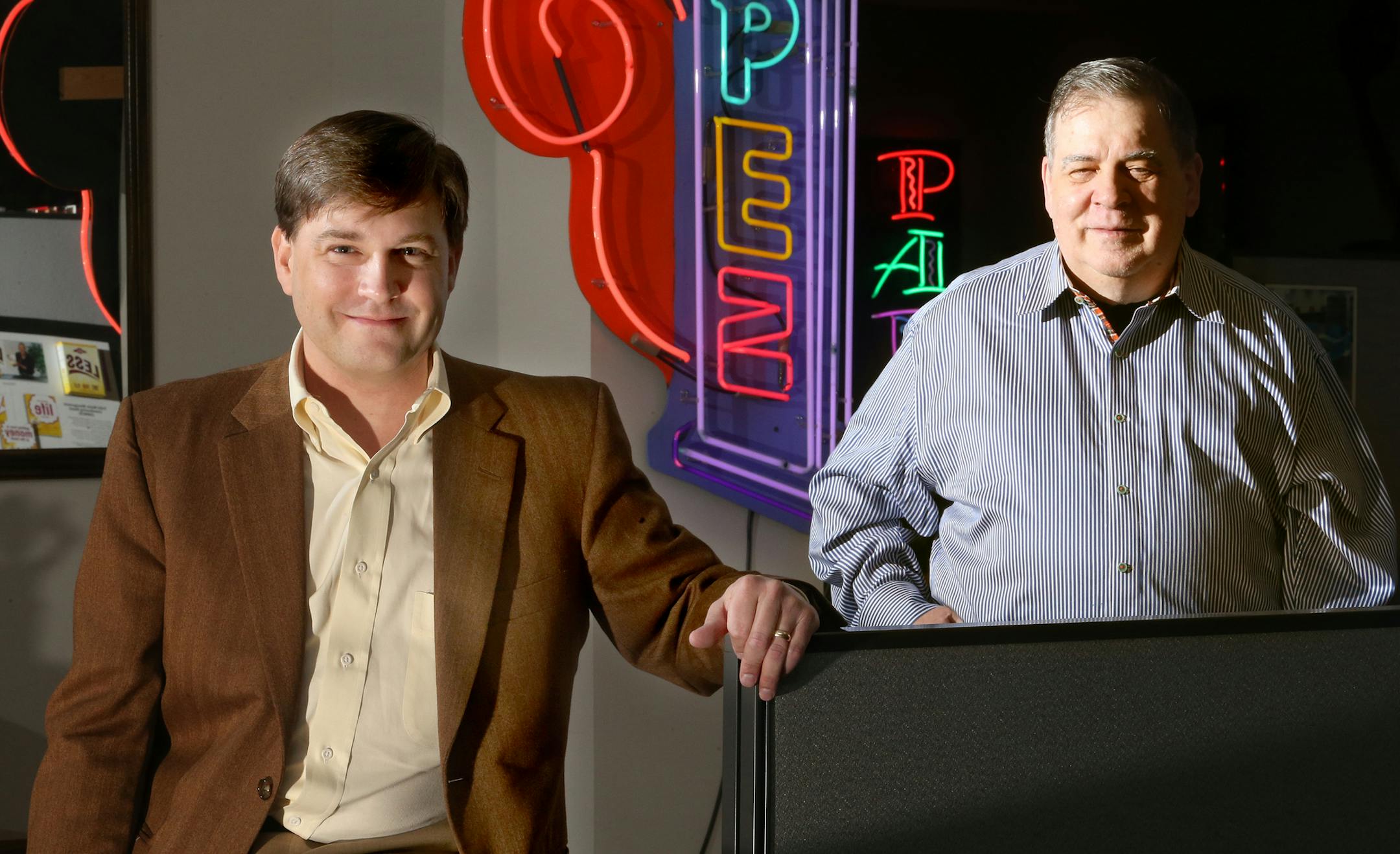 Leadership transition from founder/father John Risdall (right) to chairman/son Ted Risdall at Risdall Marketing Group. New Brighton, MN on October 16, 2013. ] JOELKOYAMA‚Ä¢joel koyama@startribune