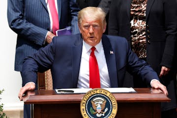 U.S. President Donald Trump prepared to sign H.R. 7010 PPP Flexibility Act of 2020 in the Rose Garden of the White House in Washington on June 5, 2020