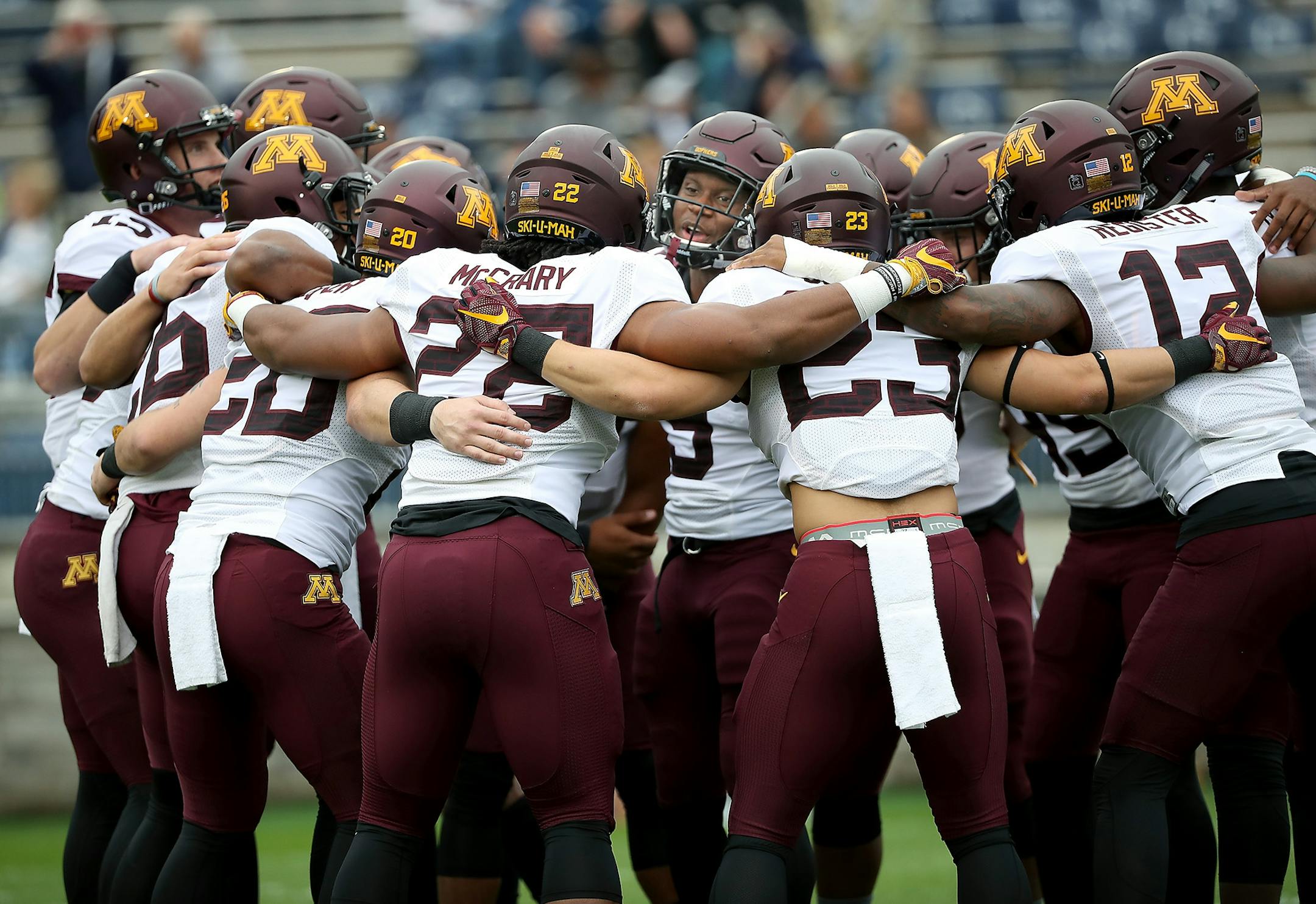 Minnesota's offense got fired up before Minnesota took on Penn State at Beaver Stadium, Saturday, October 1, 2016 in State College, PA.